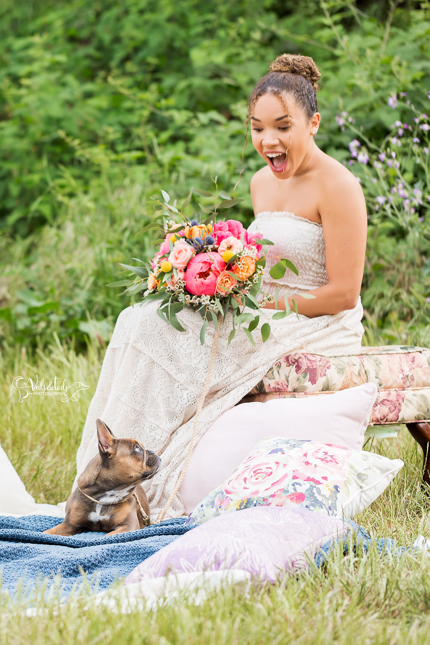 Bride with Dog in wedding