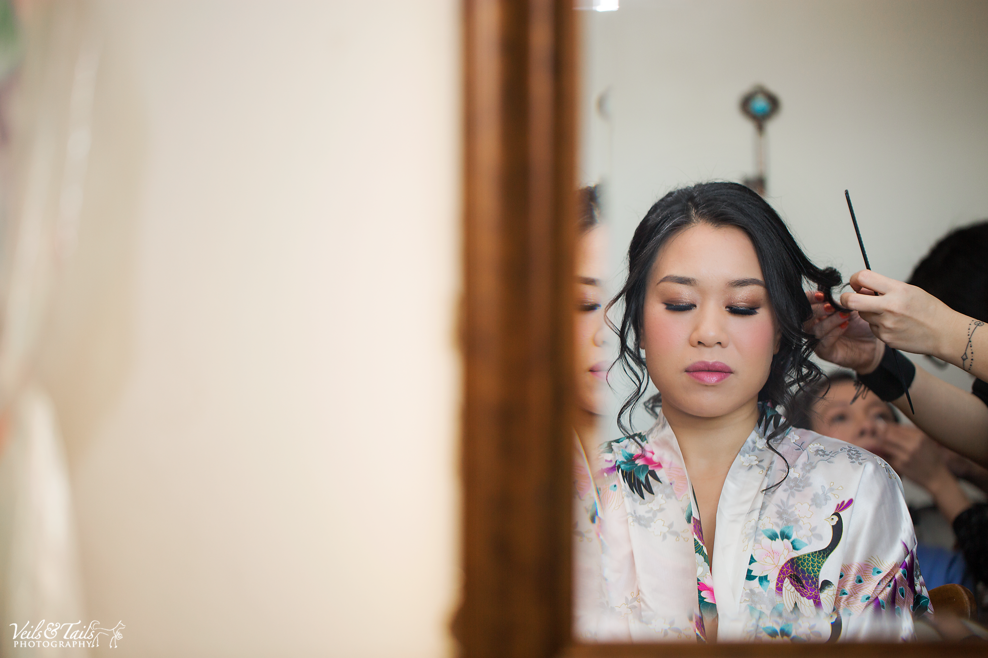 bride getting ready for wedding