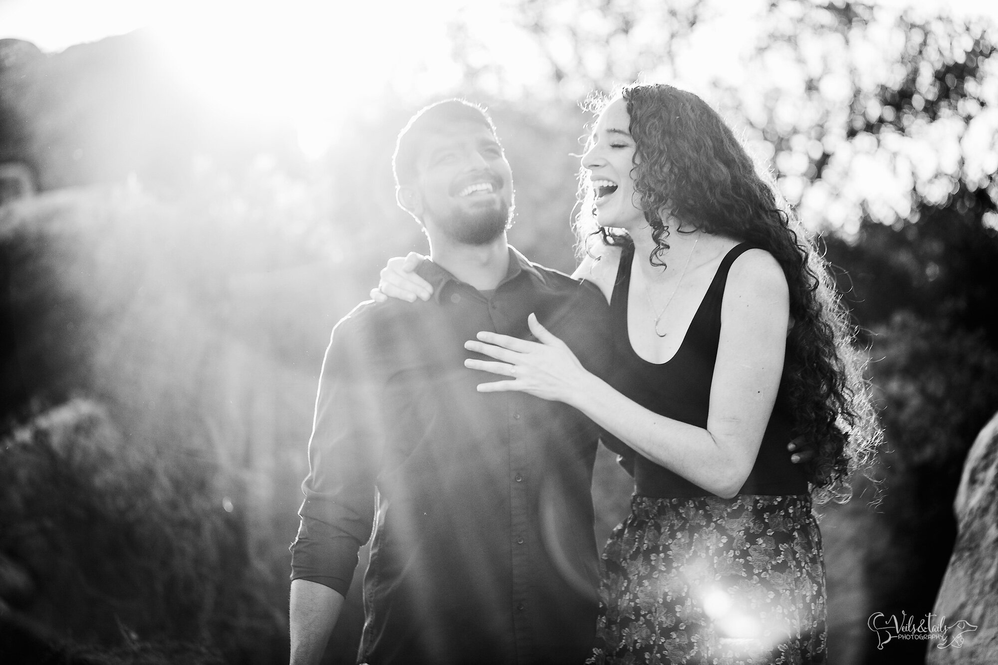 black and white engagement photography