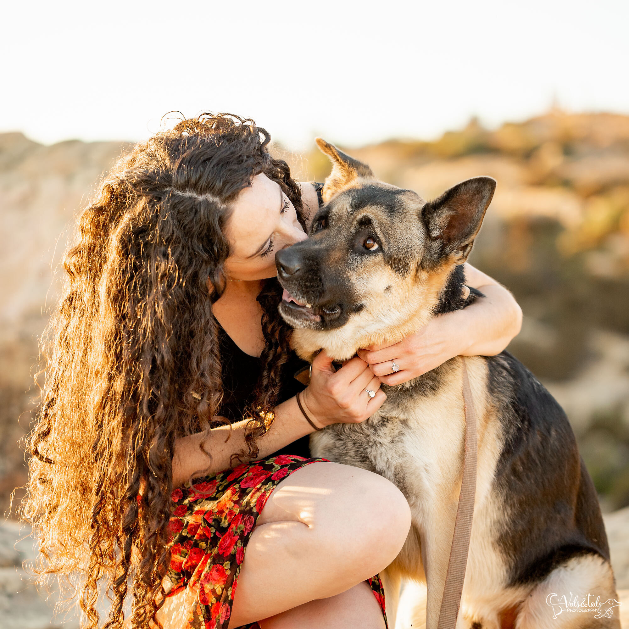 mountain engagement session with the dog