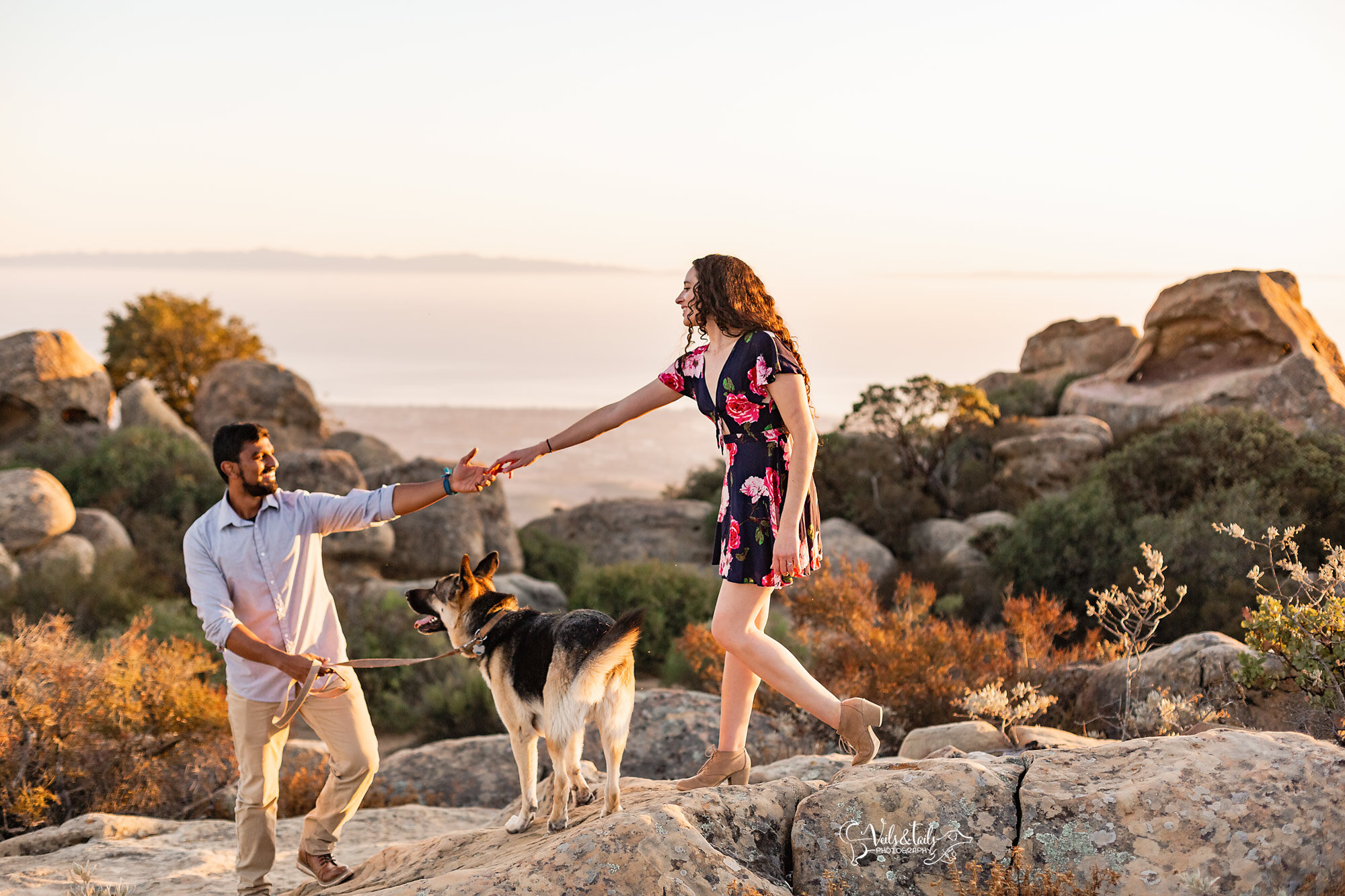 sunset mountain top engagement session in Santa Barbara, California