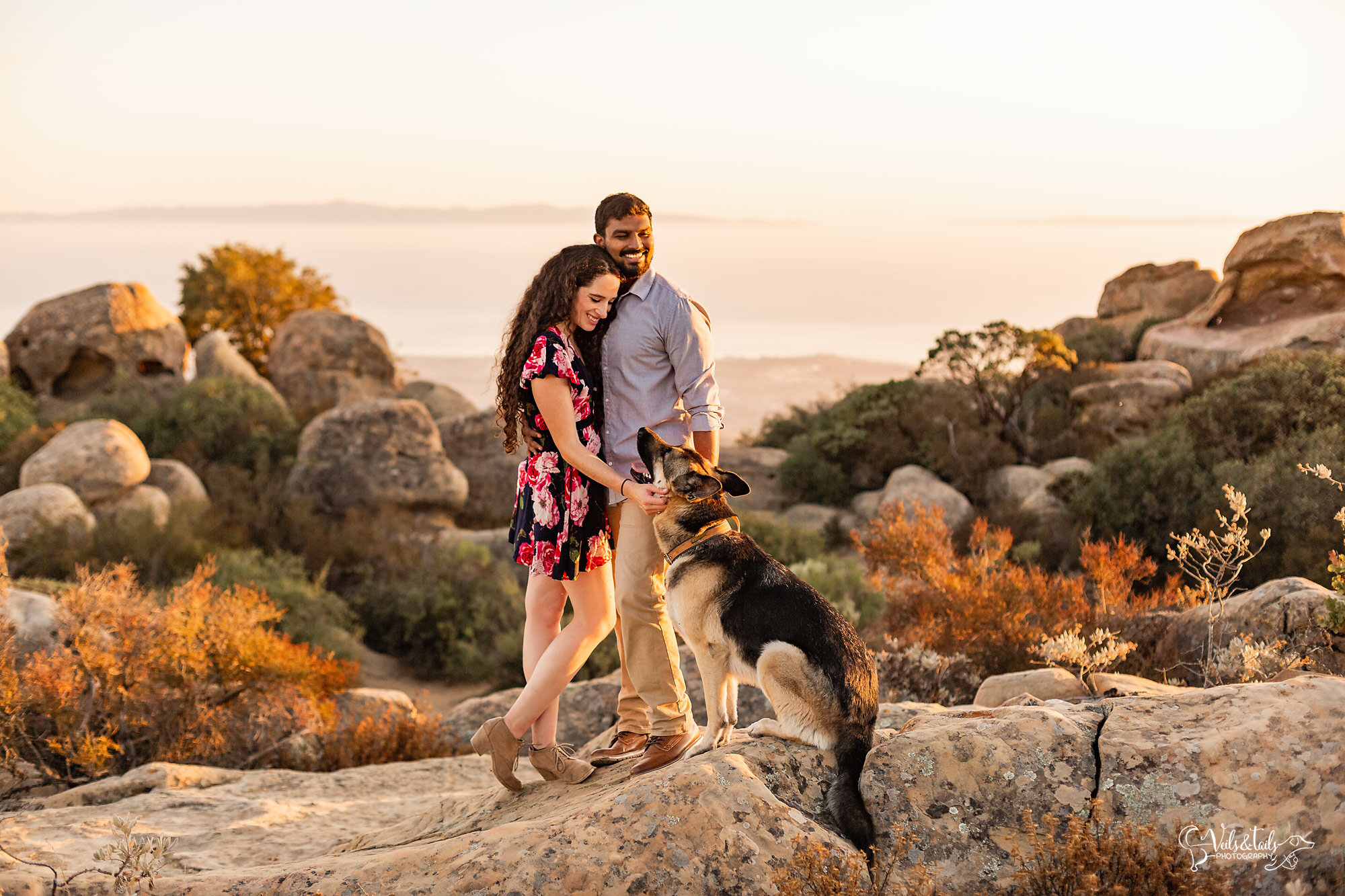 sunset mountain top engagement session in Santa Barbara, California