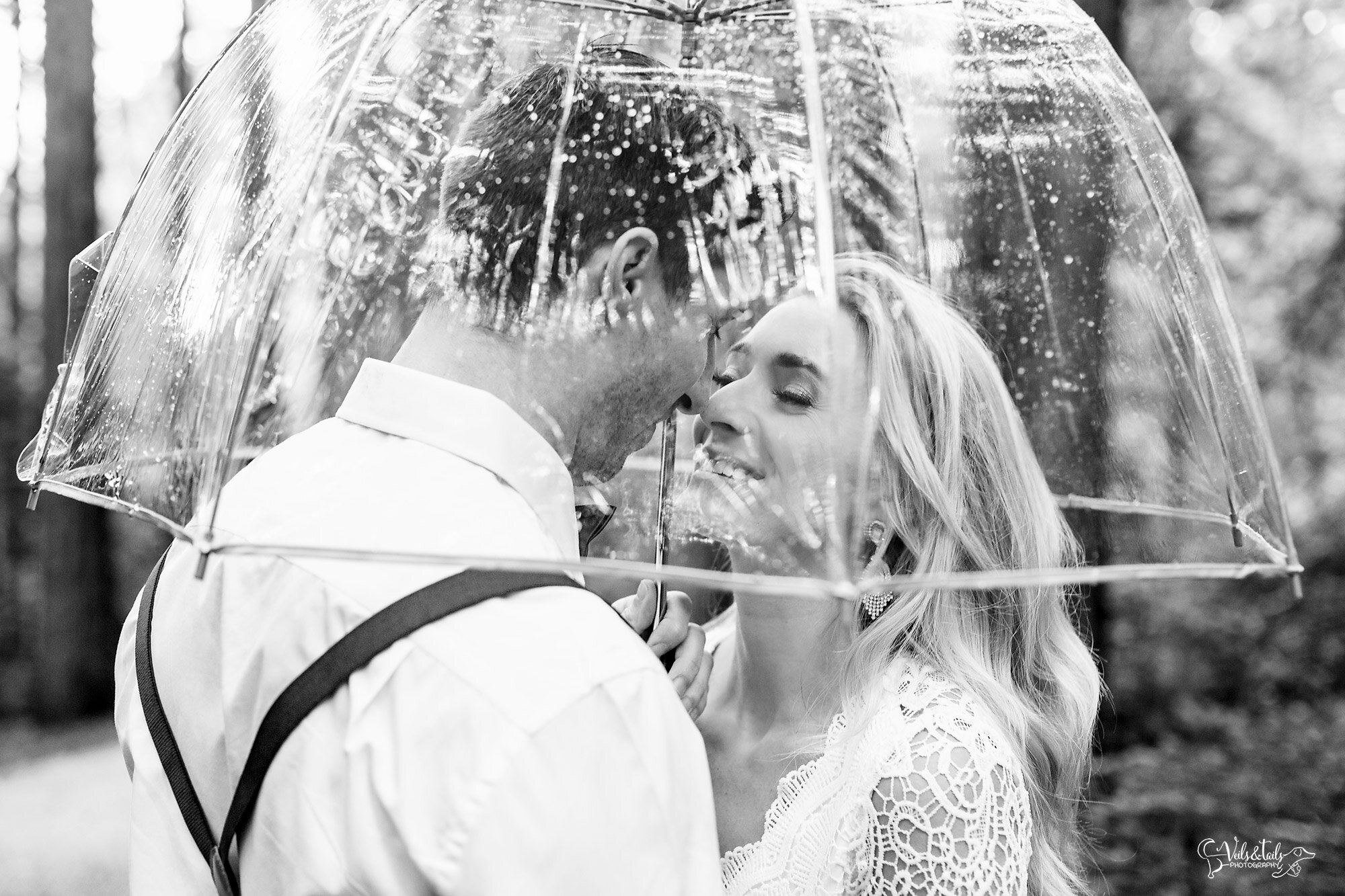 black and white rainy day umbrella styled shoot san francisco boho elopement photography