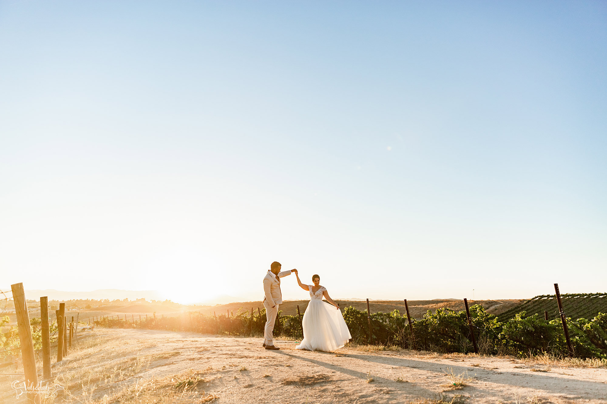 sunset wedding photography, Temecula, winery elopement