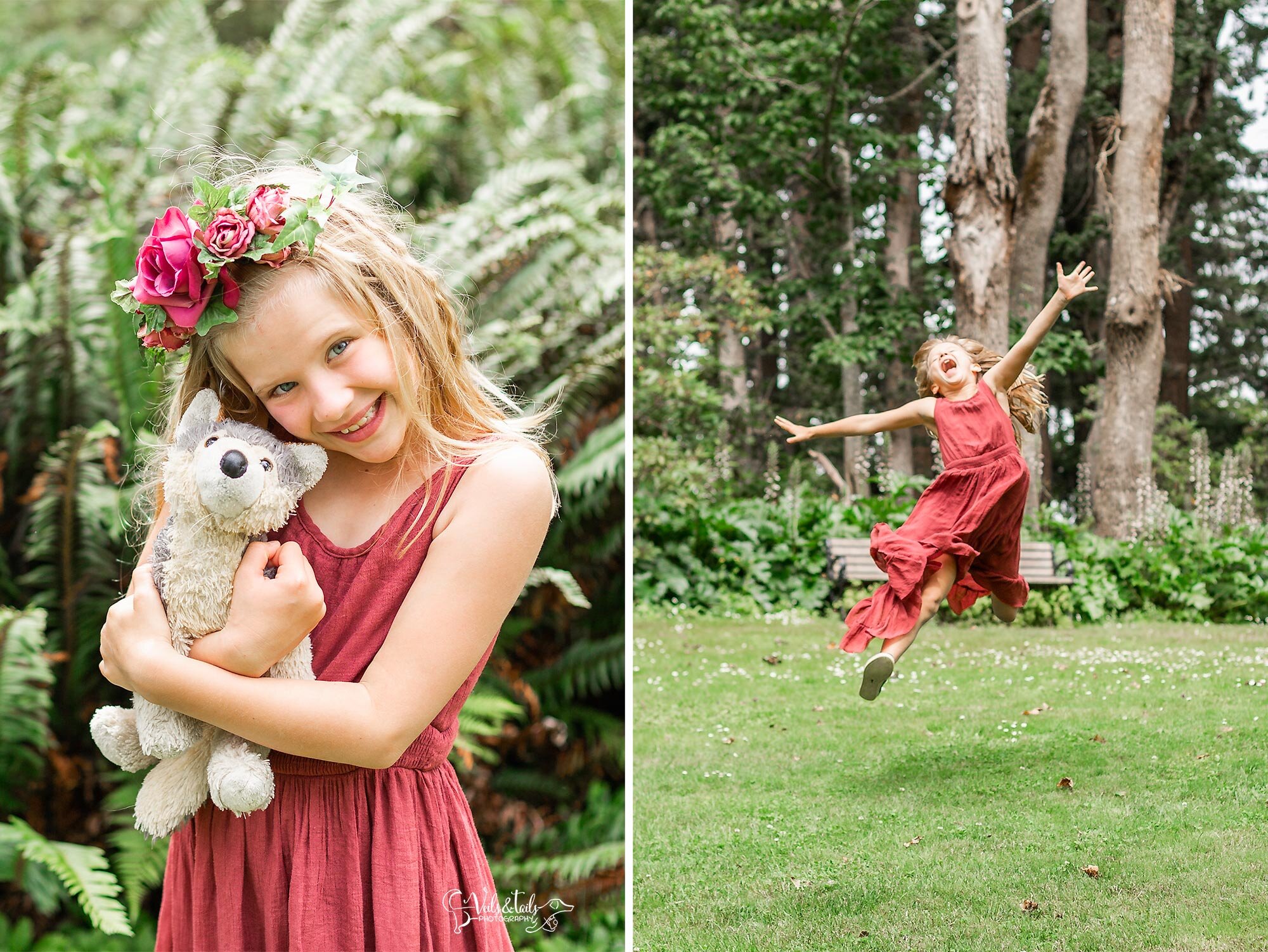 eugene family mini session, flower crowns and stuffies