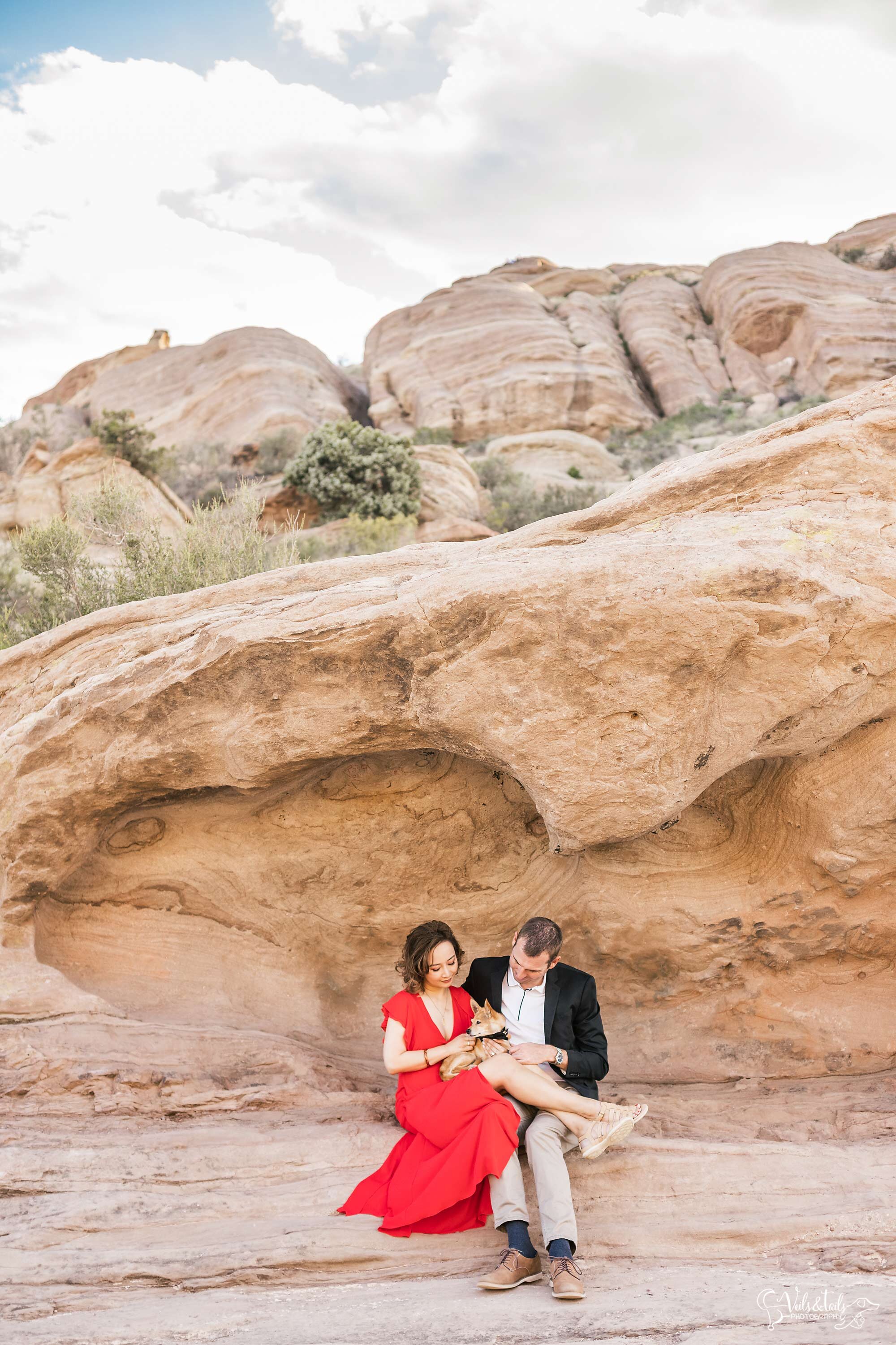 Vasquez Rocks engagement session photography with the dog