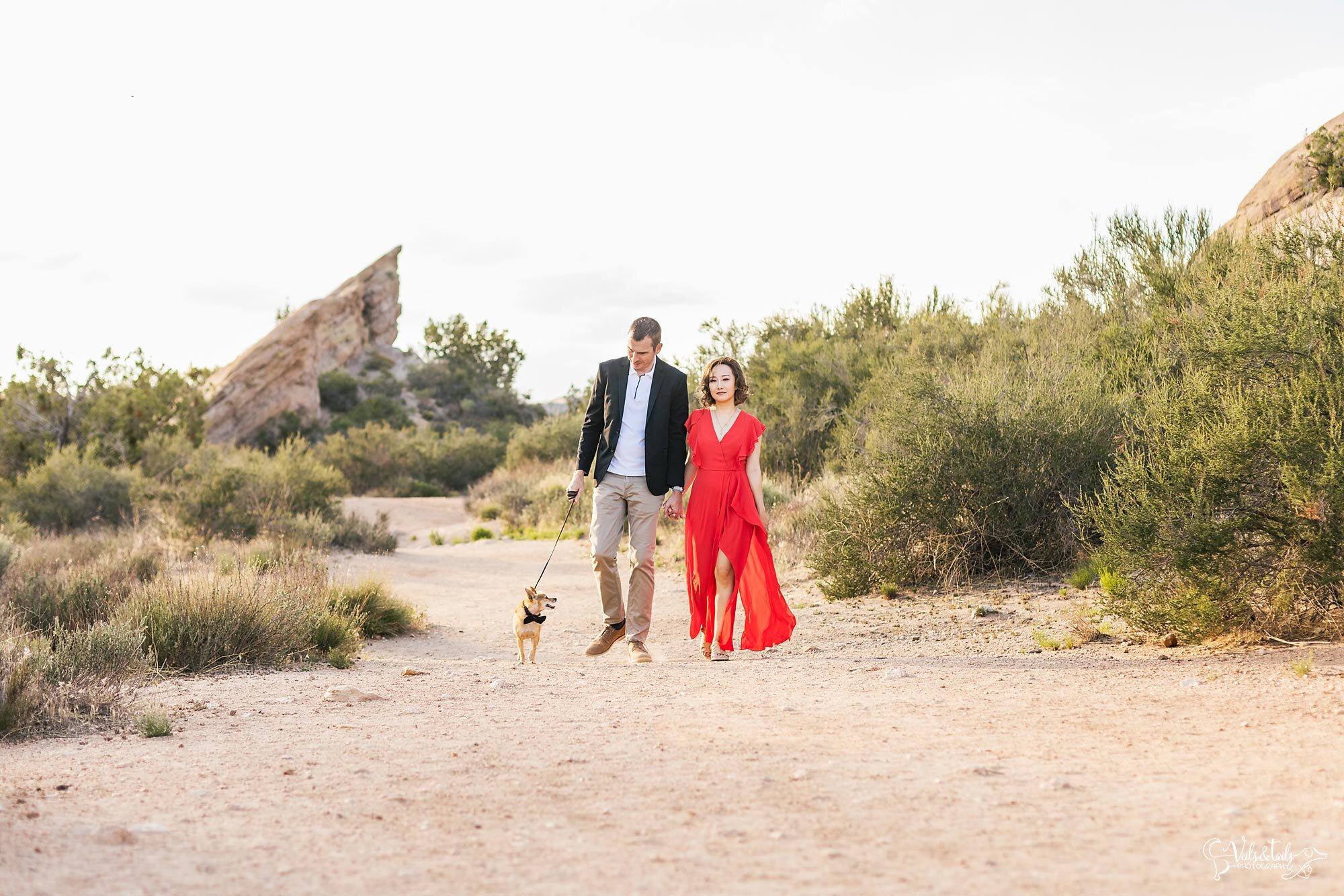 desert engagement session with the dog
