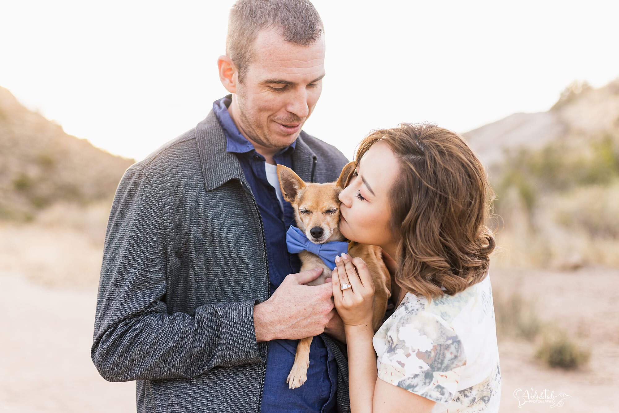 Vasquez Rocks engagement session with the dog, Veils &amp; Tails Photography
