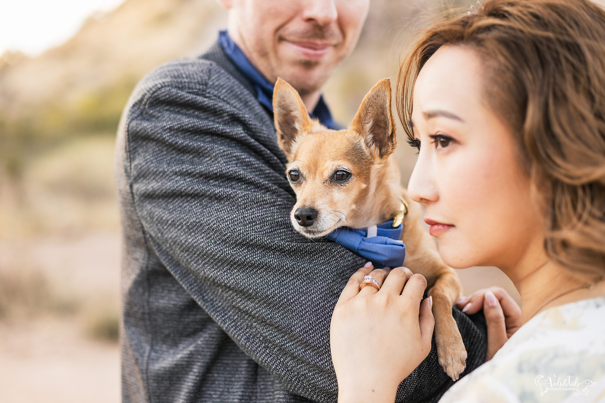 Vasquez Rocks engagement session with the dog, Veils &amp; Tails Photography