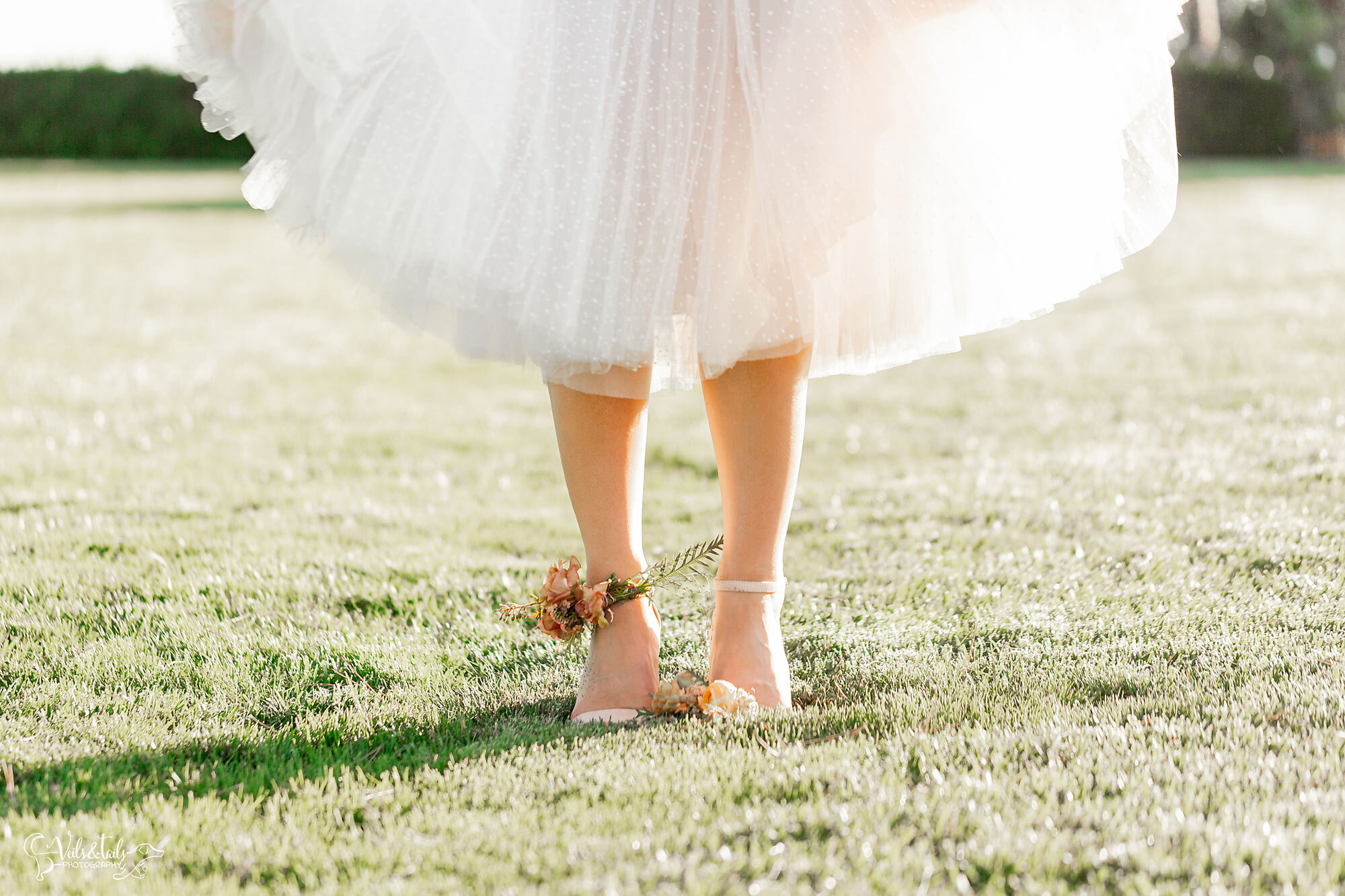 Ankle corsage, wedding florals, Veils &amp; Tails Photography