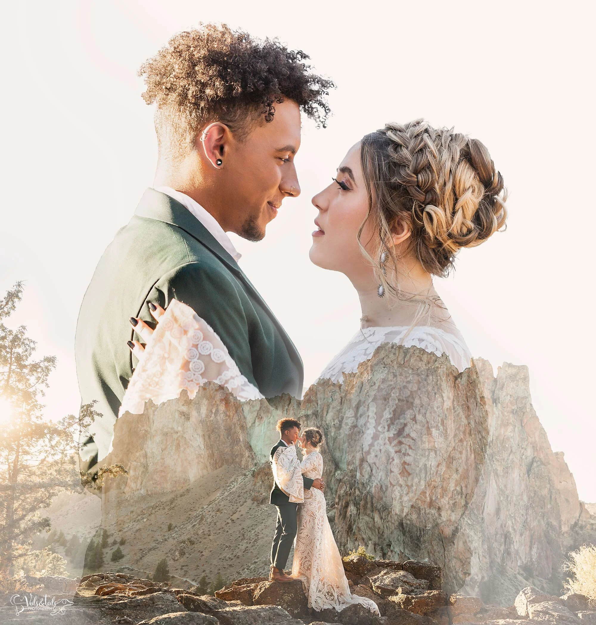 double exposure, Smith Rock elopement photography