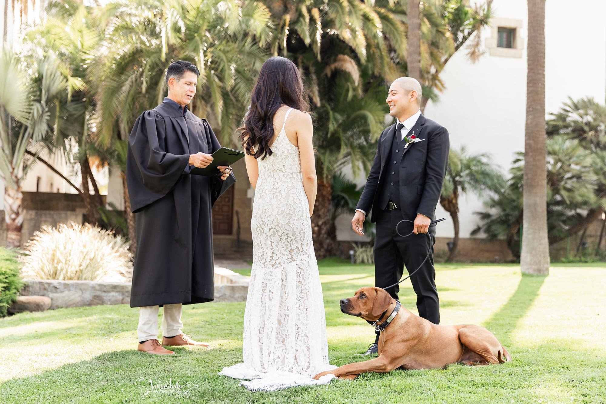 Santa Barbara Courthouse wedding with the dog