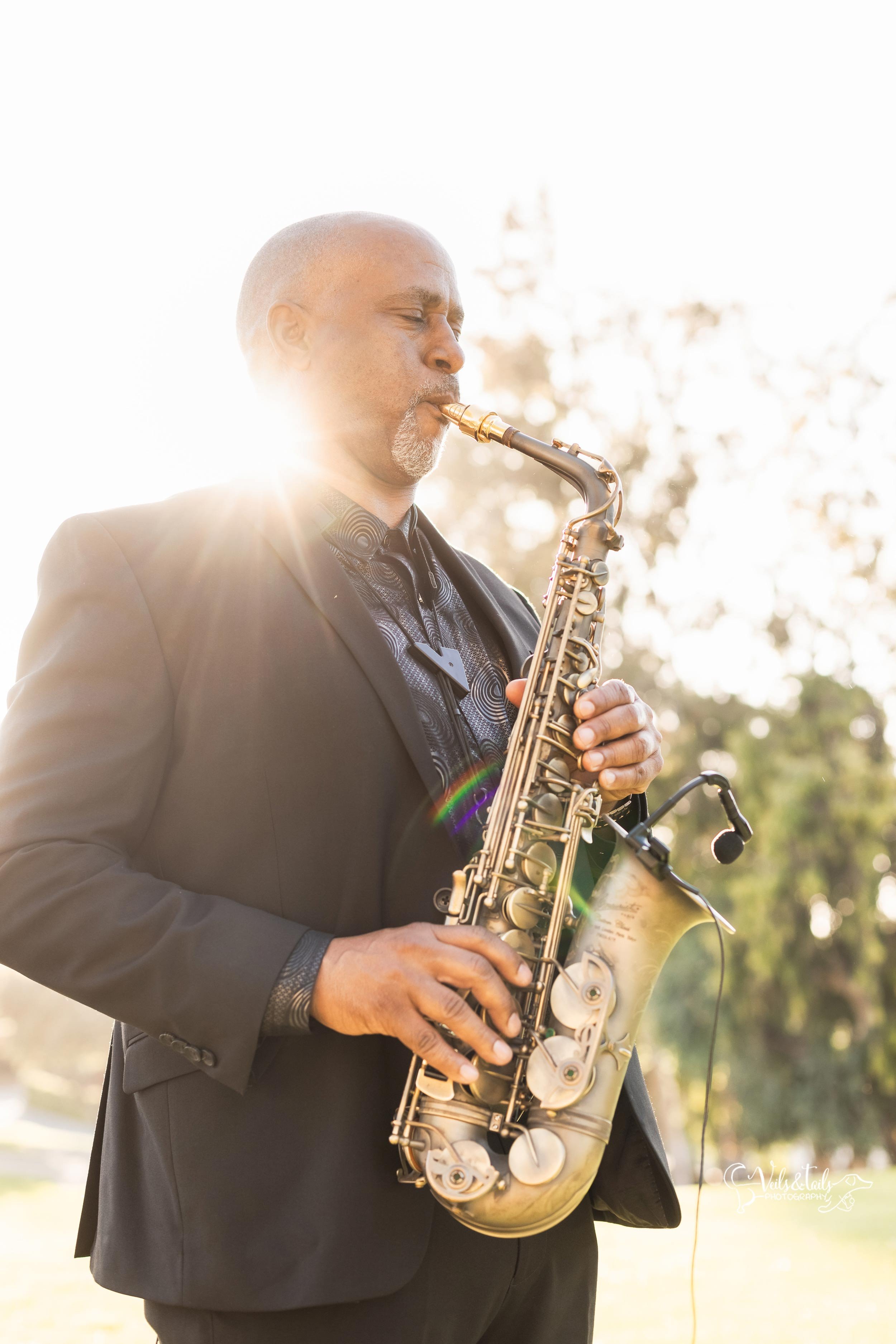 saxophonist, moon and stars themed wedding, Veils &amp; Tails Photography, South Hills Country Club photographer, Southern California