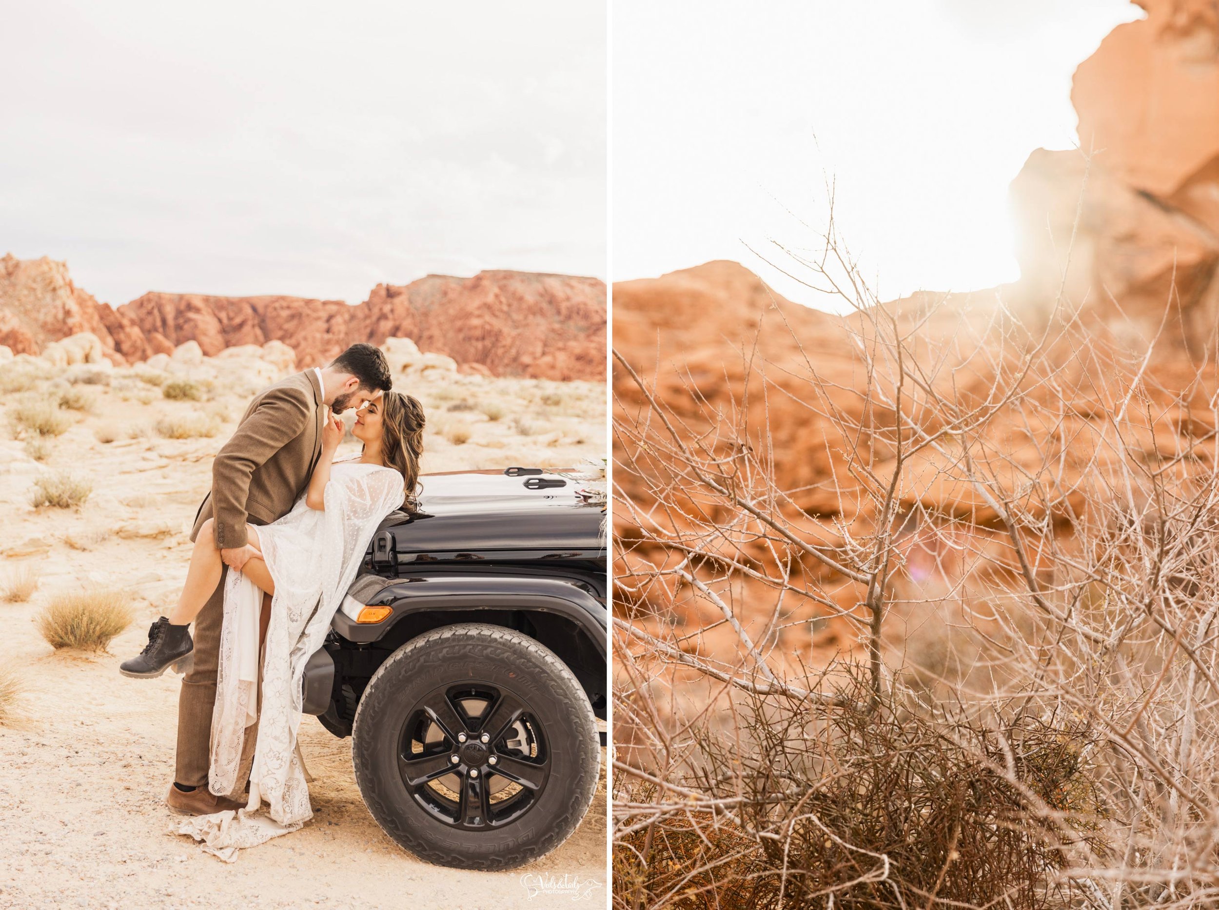 boho wedding style, desert jeep adventure elopement photography Valley of Fire, Nevada