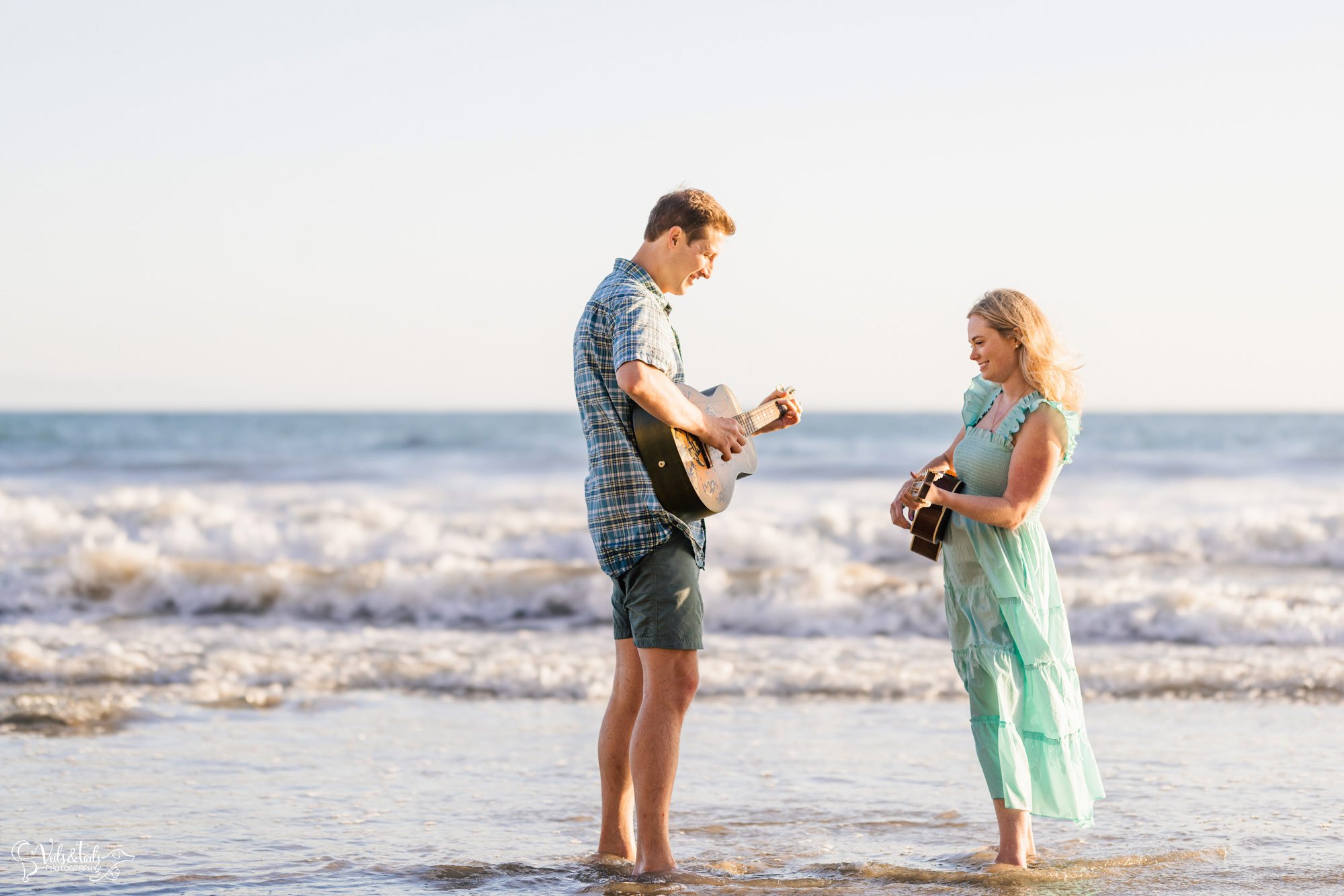 Santa Barbara photographer, beach engagement session with guitars