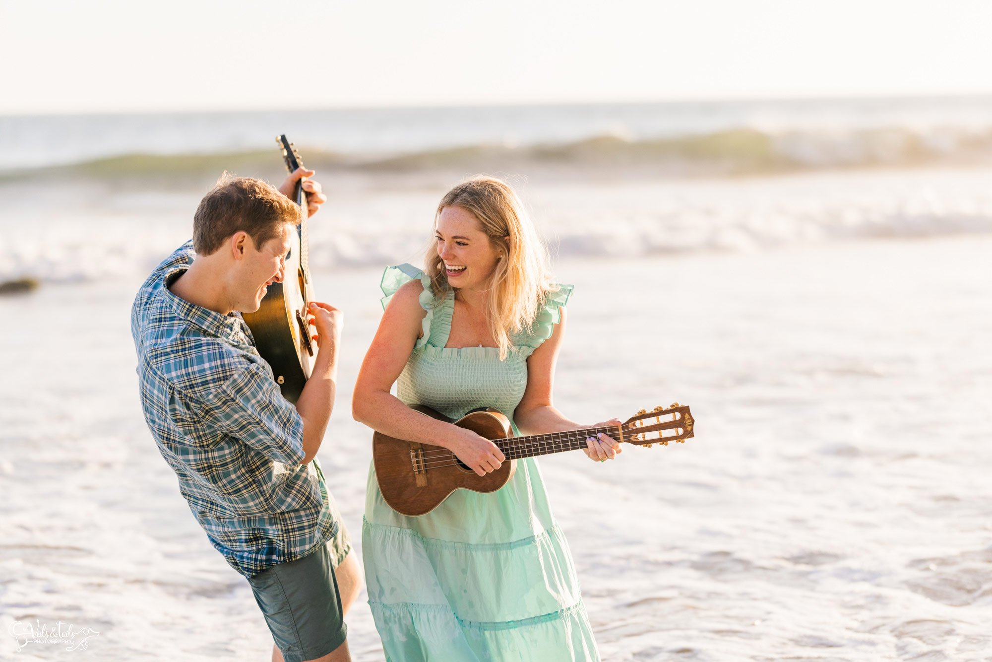 Santa Barbara photographer, beach engagement session with guitars
