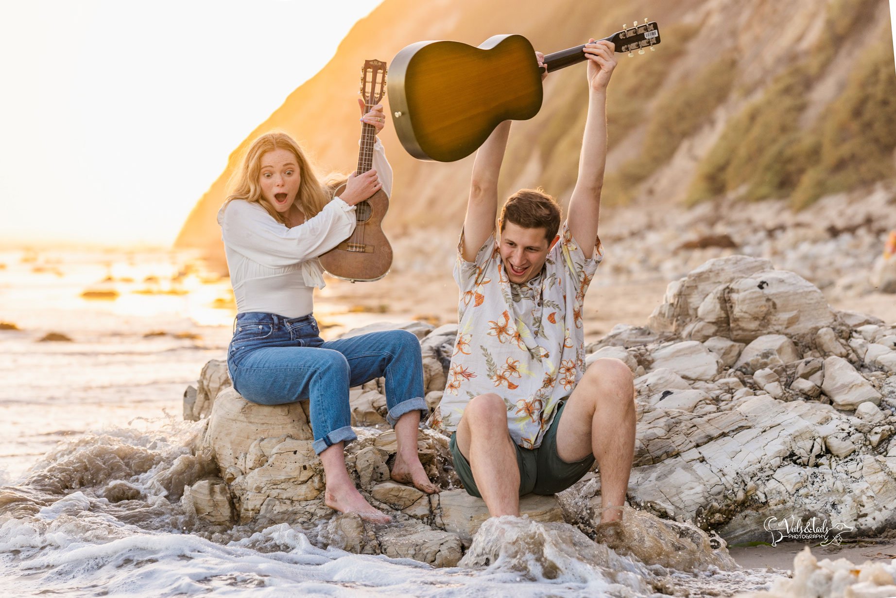 Santa Barbara photographer, beach sunset engagement session