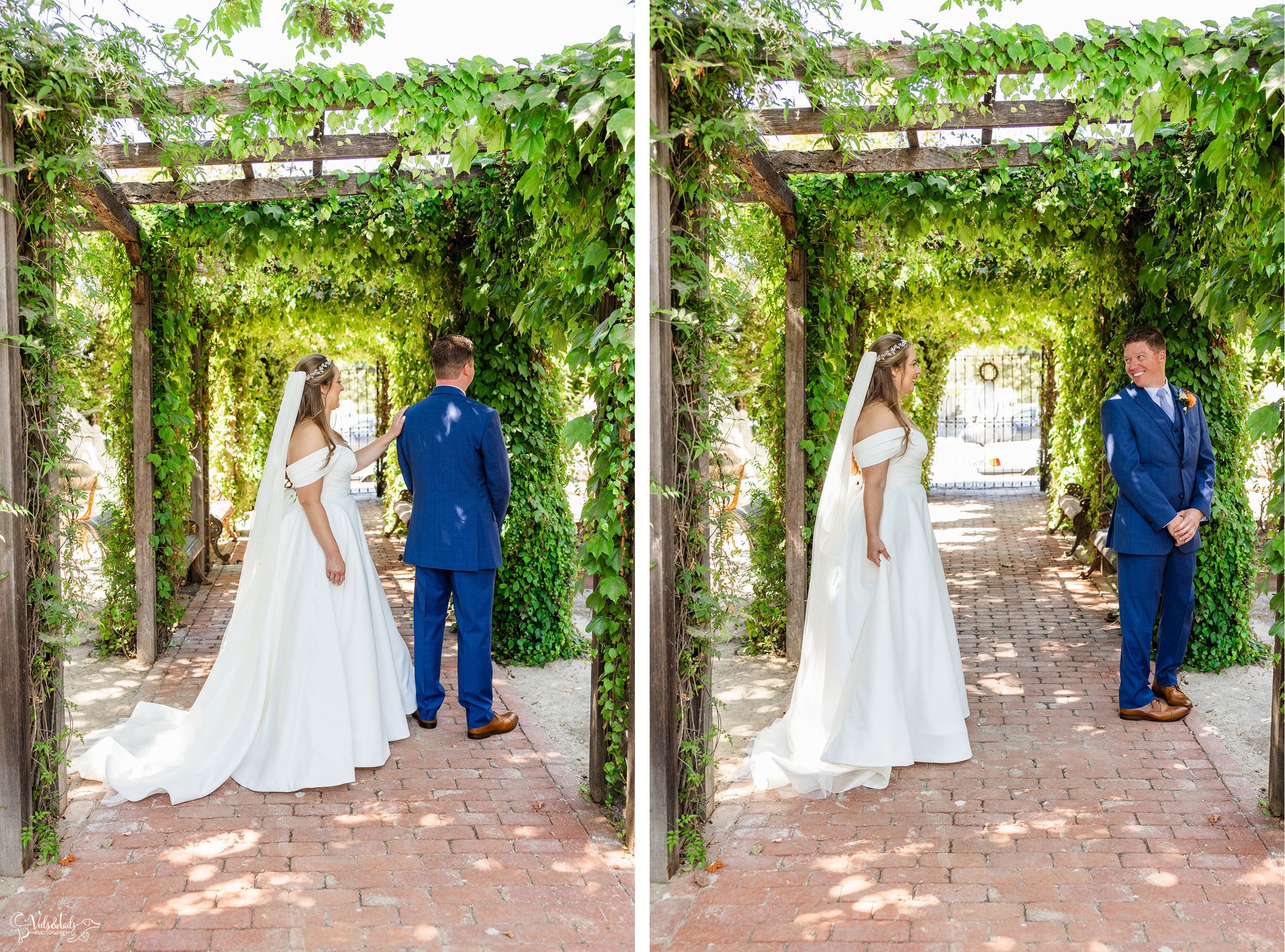 1880 Union Wedding First Look by Veils & Tails Photography