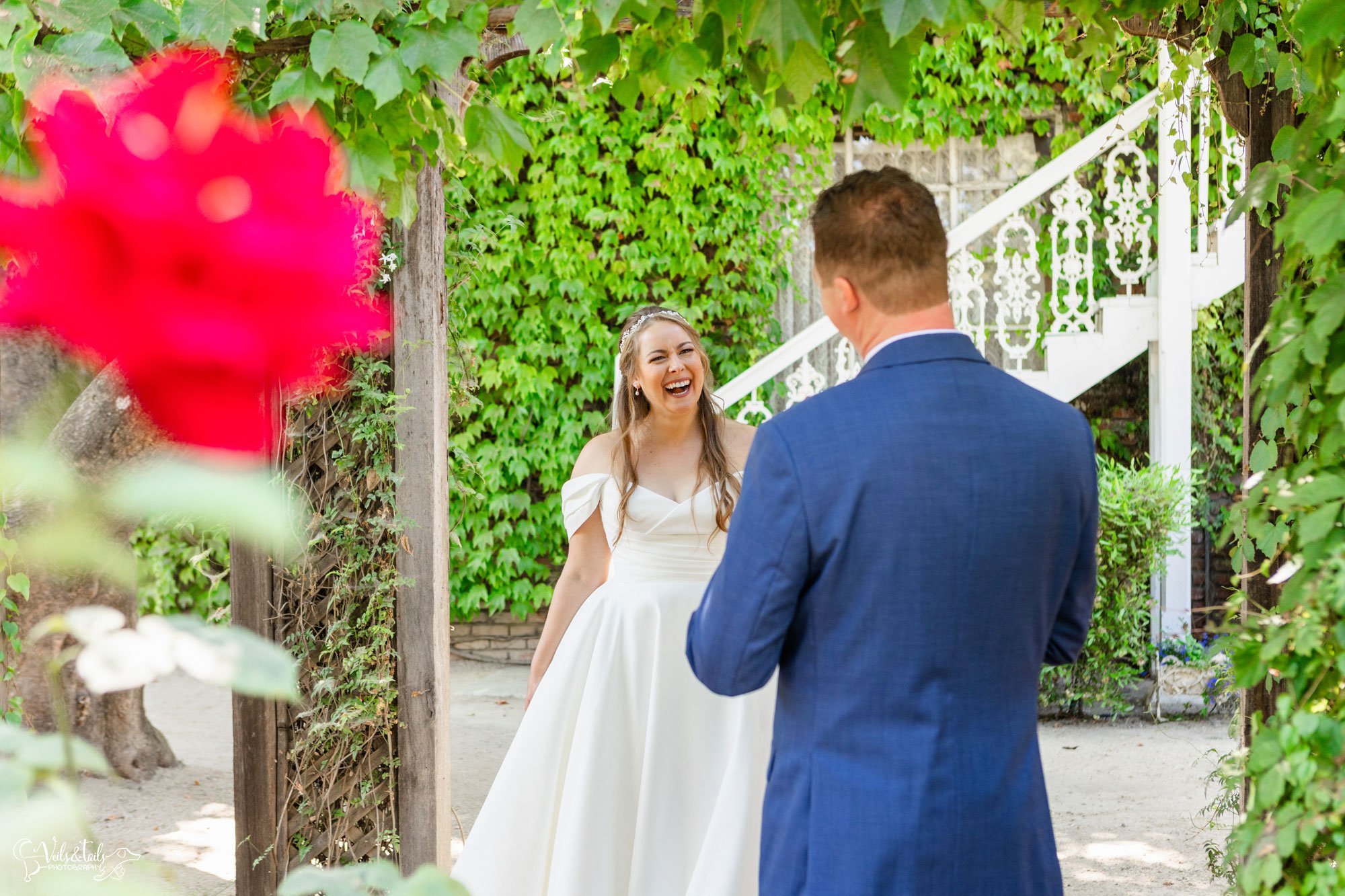 1880 Union Wedding First Look by Veils & Tails Photography