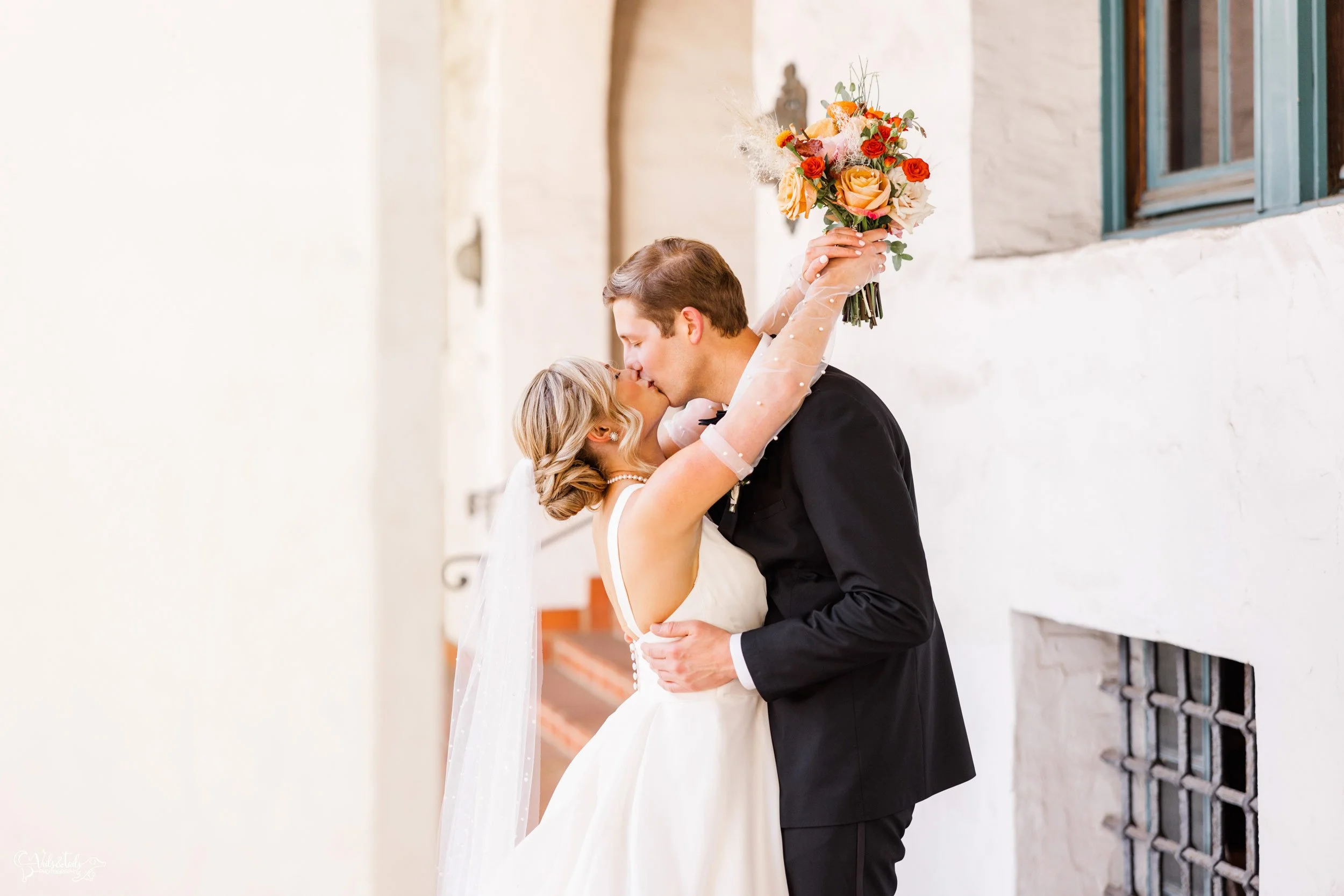 bright and airy Santa Barbara Wedding Photographer Courthouse First Look
