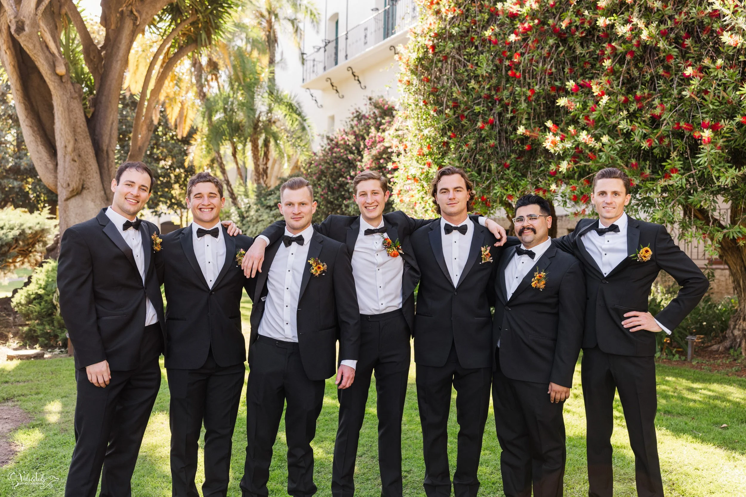 joyful Santa Barbara Wedding Photographer Courthouse fun groomsmen 