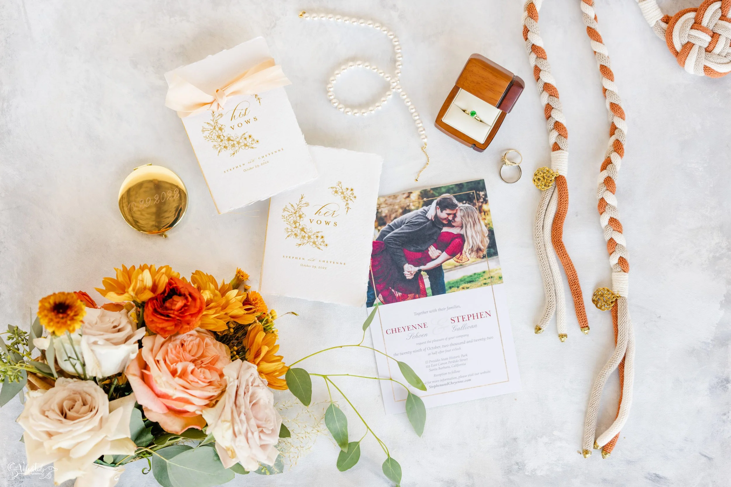joyful Santa Barbara Wedding Photographer Courthouse flatlay details