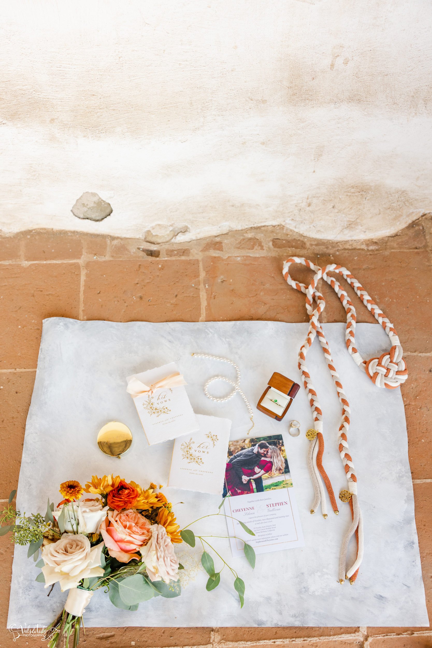 joyful Santa Barbara Wedding Photographer Courthouse flatlay details