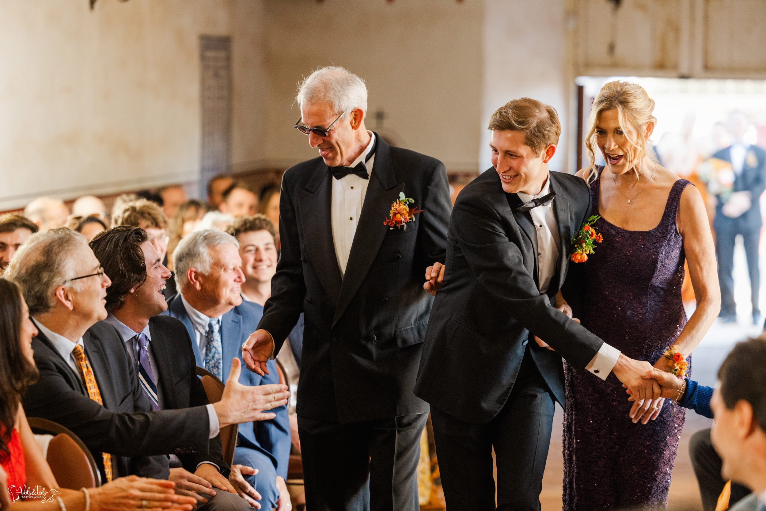 joyful Santa Barbara Presidio Wedding Photographer ceremony
