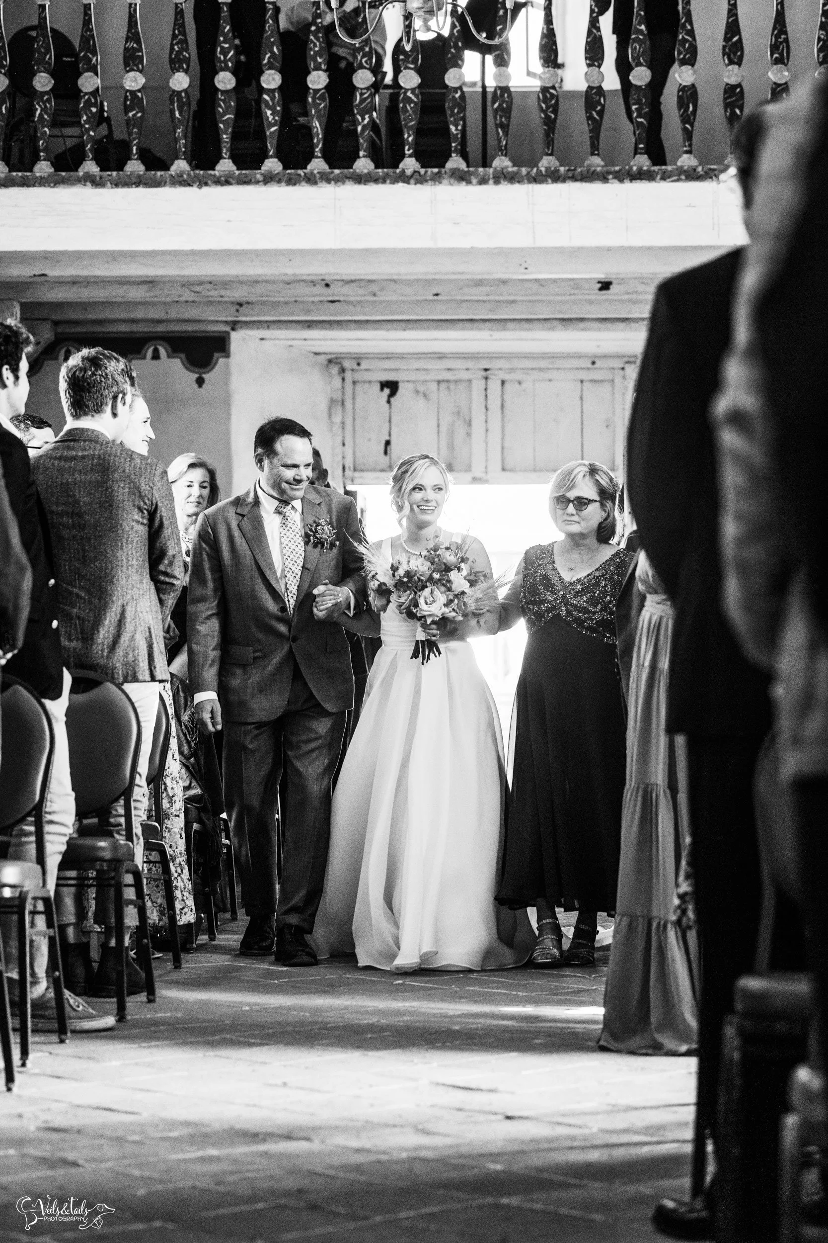 joyful Santa Barbara Presidio Wedding Photographer black and white
