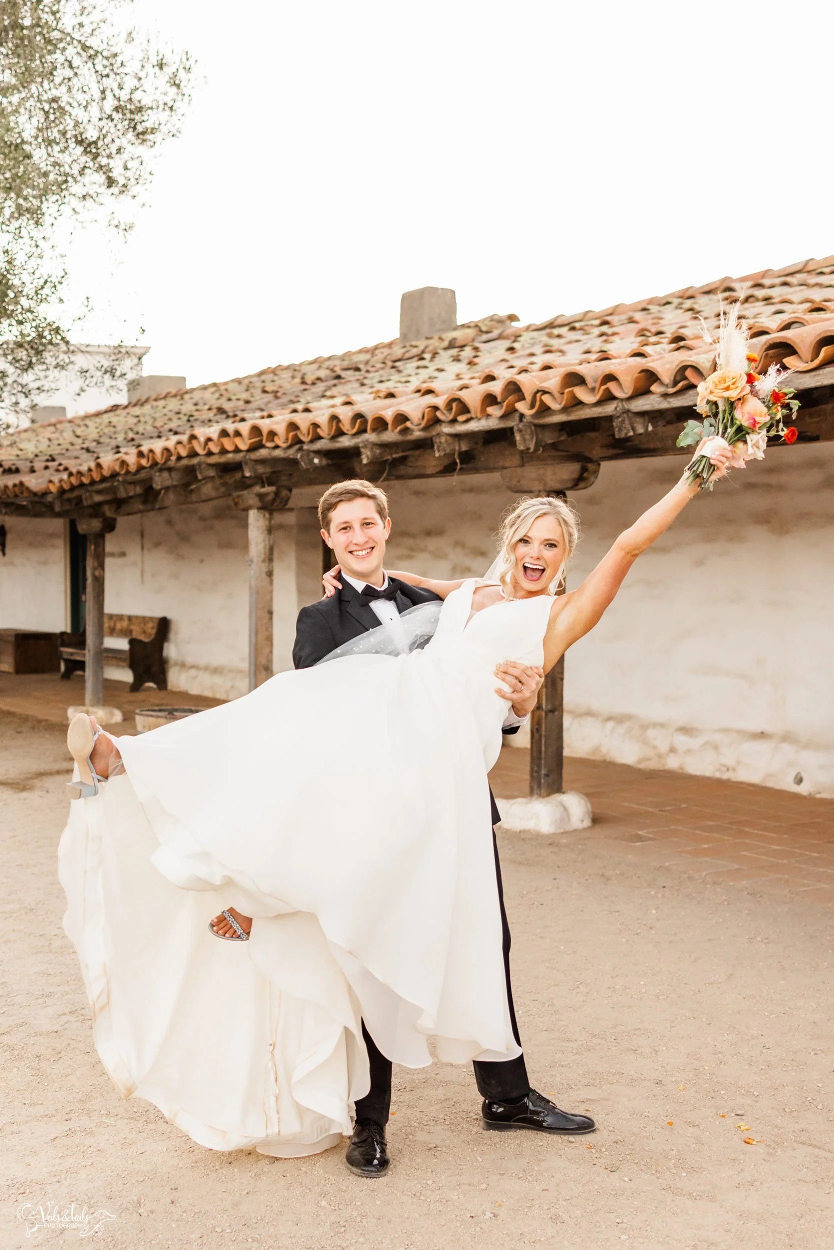 bright airy Santa Barbara Presidio Wedding Photographer joyful