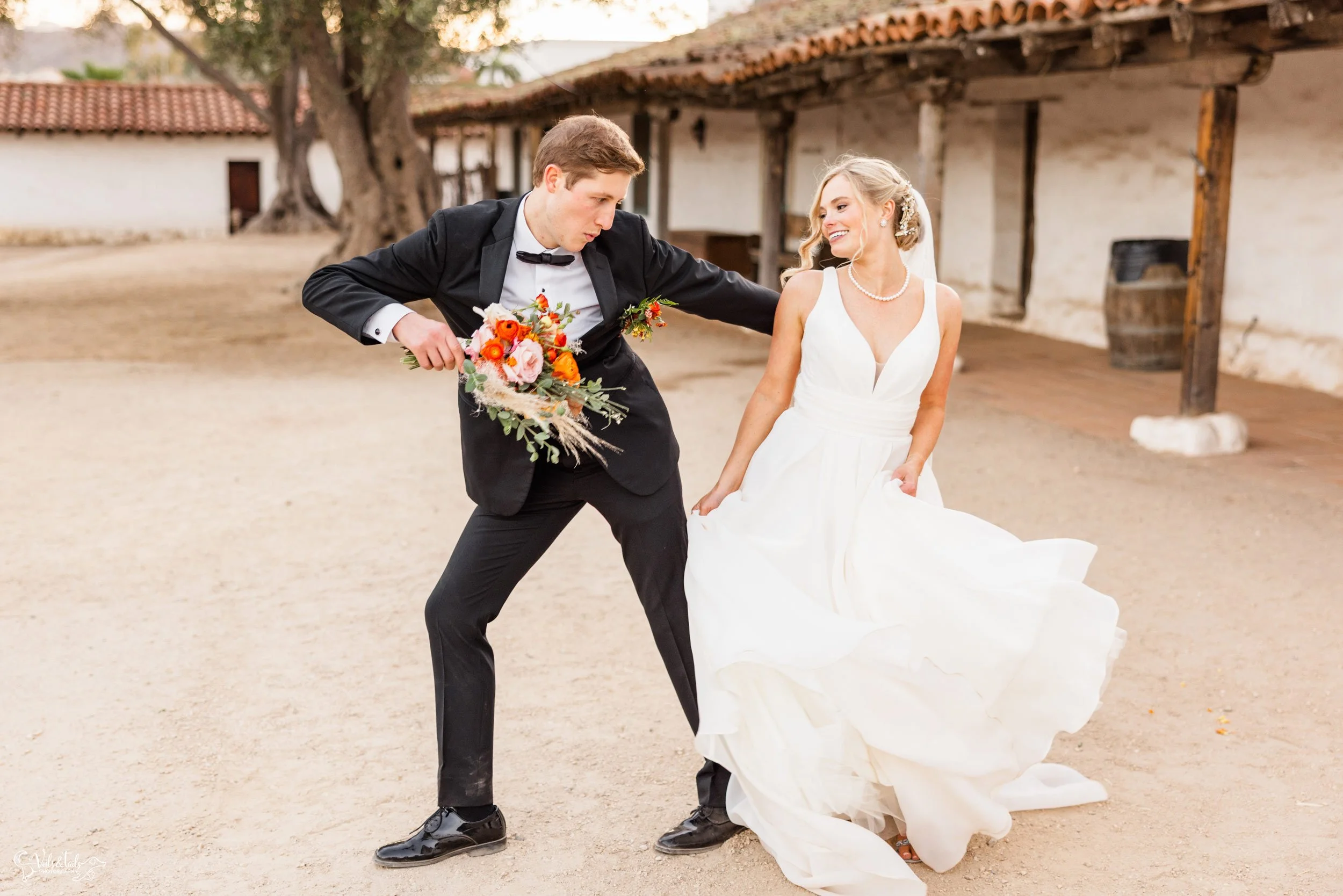 bright airy Santa Barbara Presidio Wedding Photographer fun