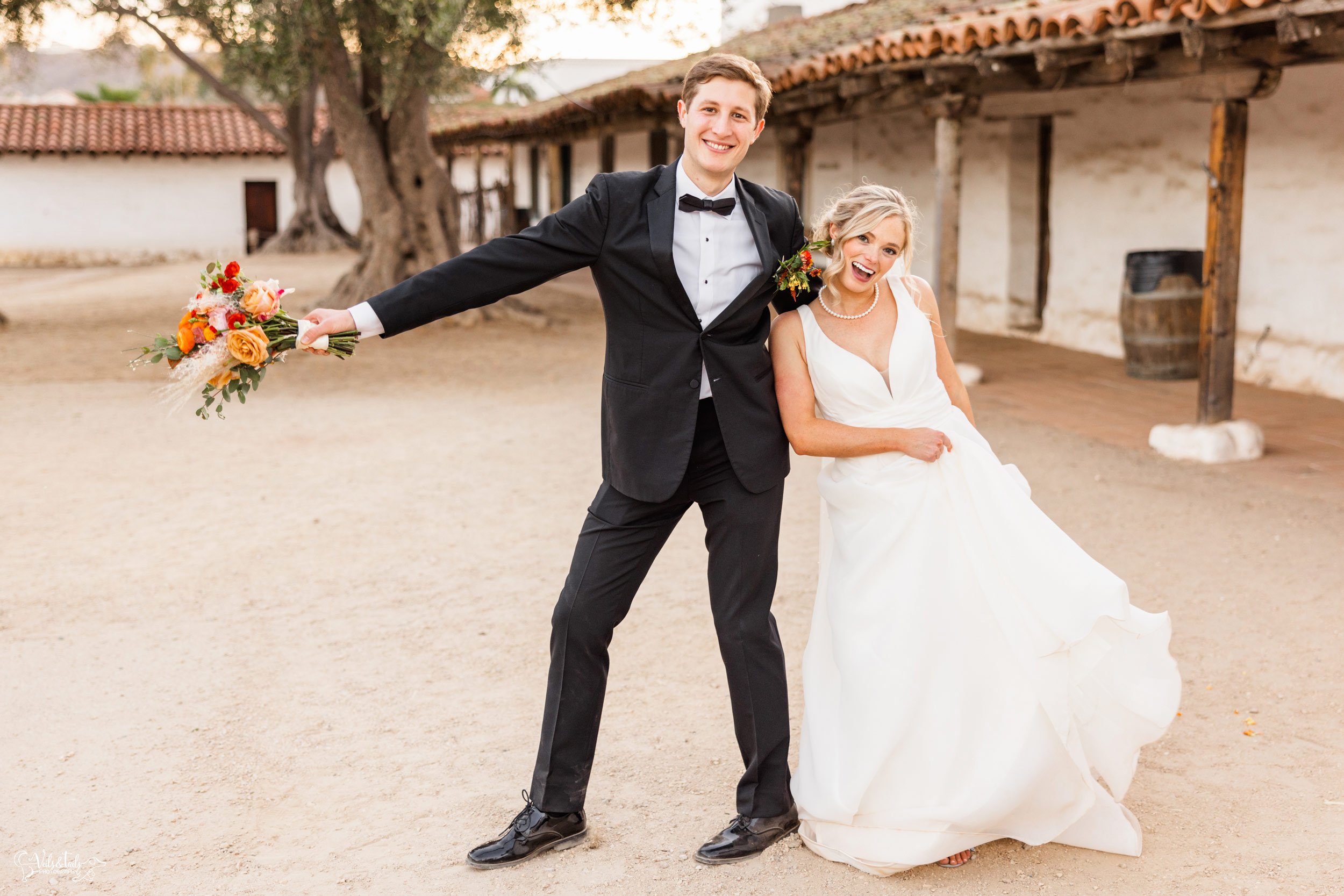 bright airy Santa Barbara Presidio Wedding Photographer candid