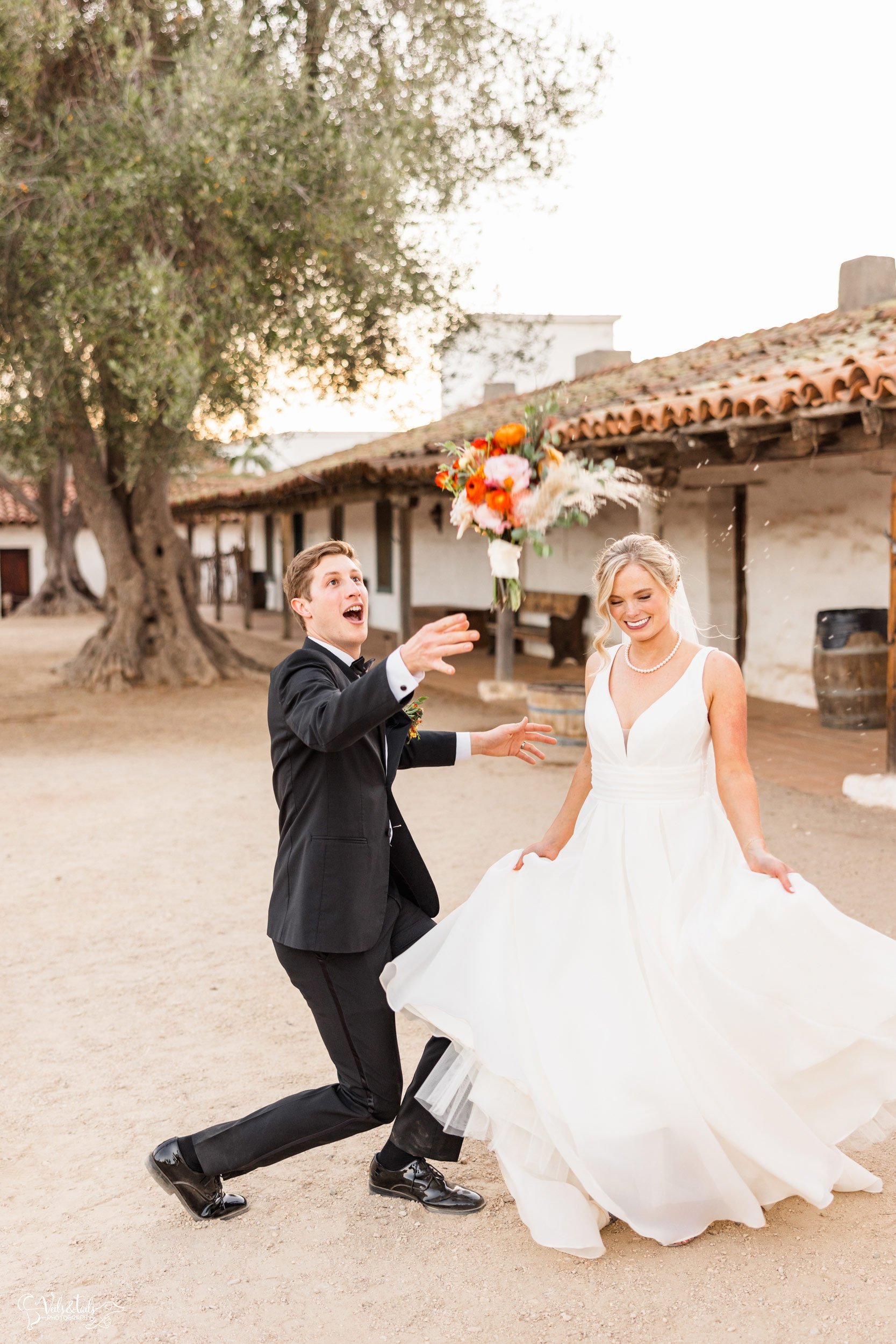 bright airy Santa Barbara Presidio Wedding Photographer energetic