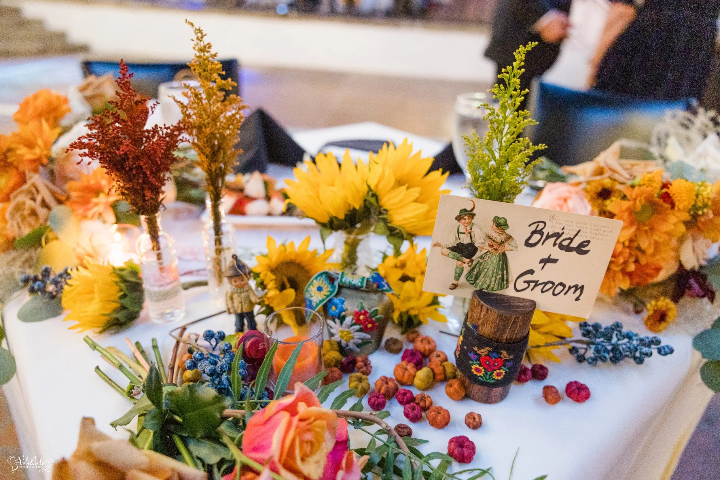 Santa Barbara Wedding Photographer reception El Paseo joyful autumn decor