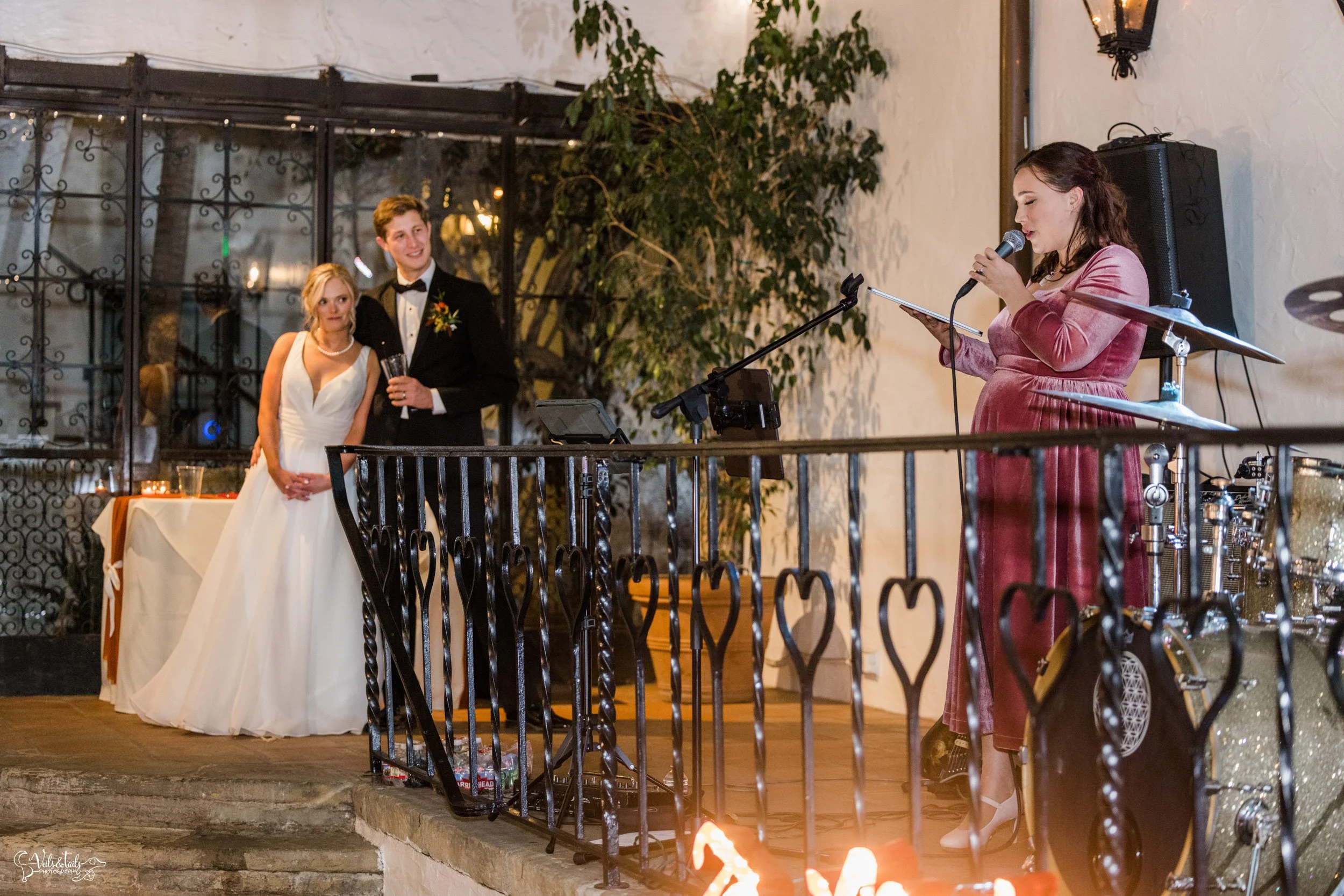 Santa Barbara Wedding Photographer reception El Paseo emotional speeches toasts