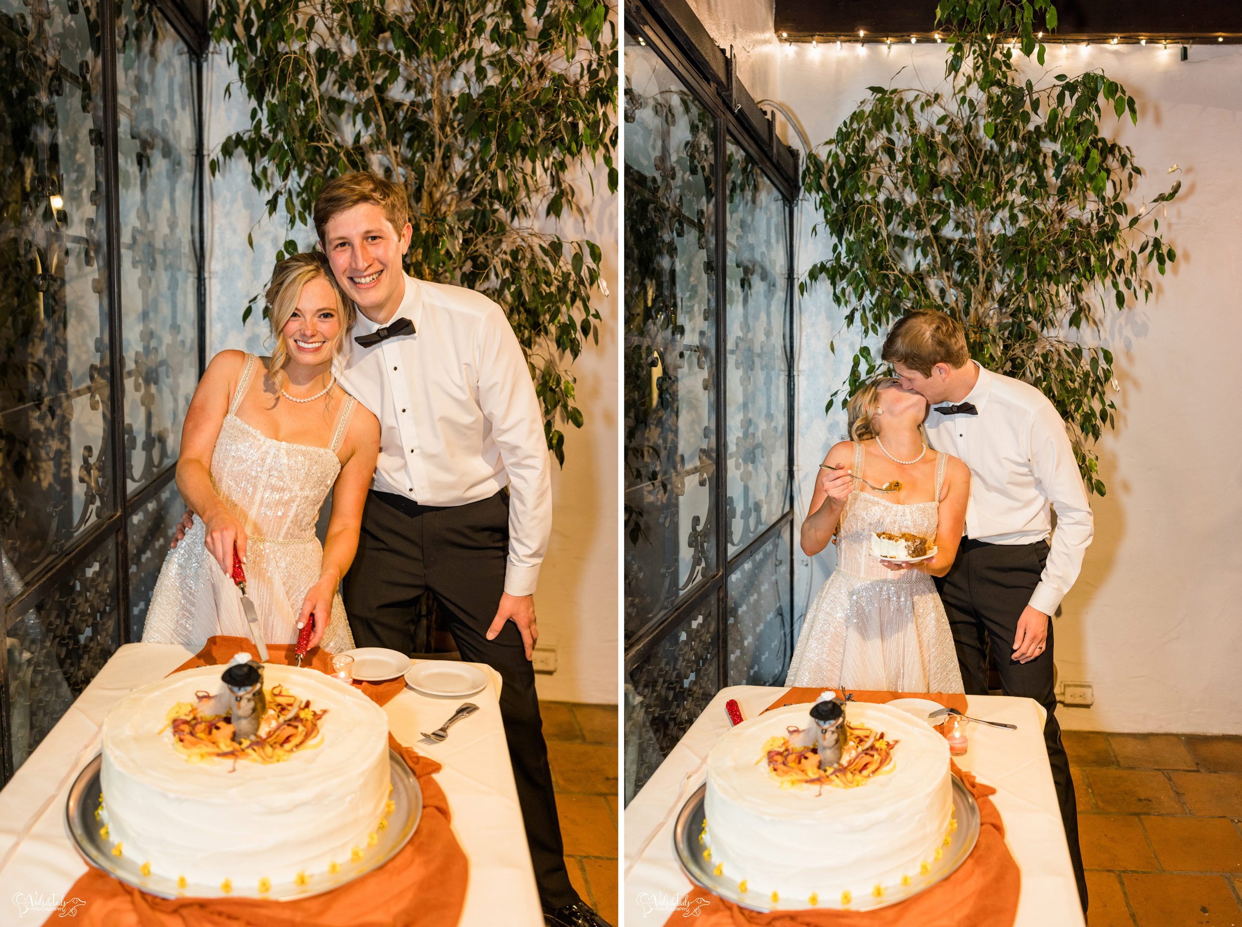 Santa Barbara Wedding Photographer reception El Paseo cake cutting