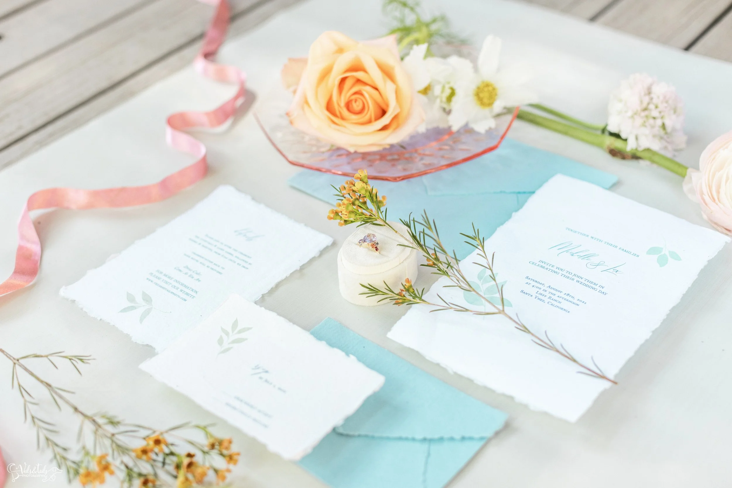 flatlay details, Lieff Ranch wedding in Santa Ynez, Veils &amp; Tails Photography