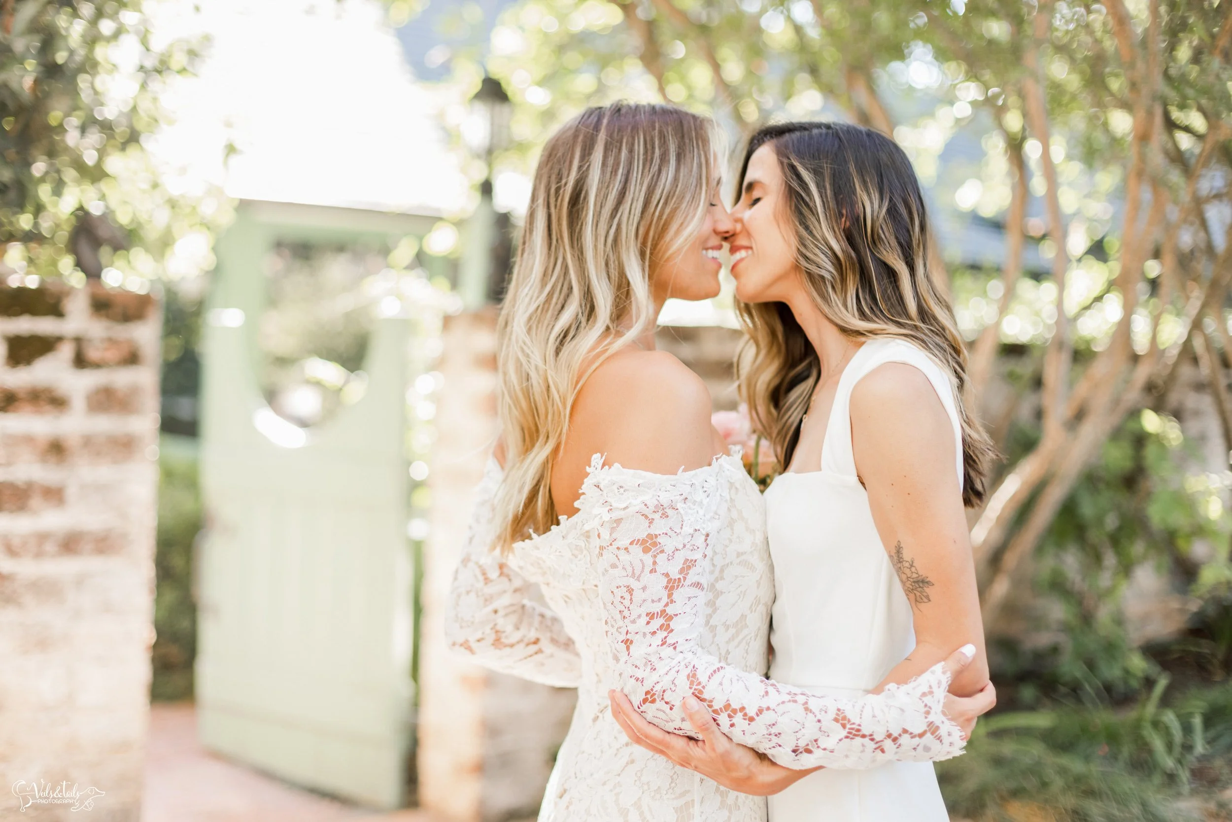 LGBTQ+ wedding; bridal portraits in the garden, Lieff Ranch venue details, wedding in Santa Ynez, Veils &amp; Tails Photography