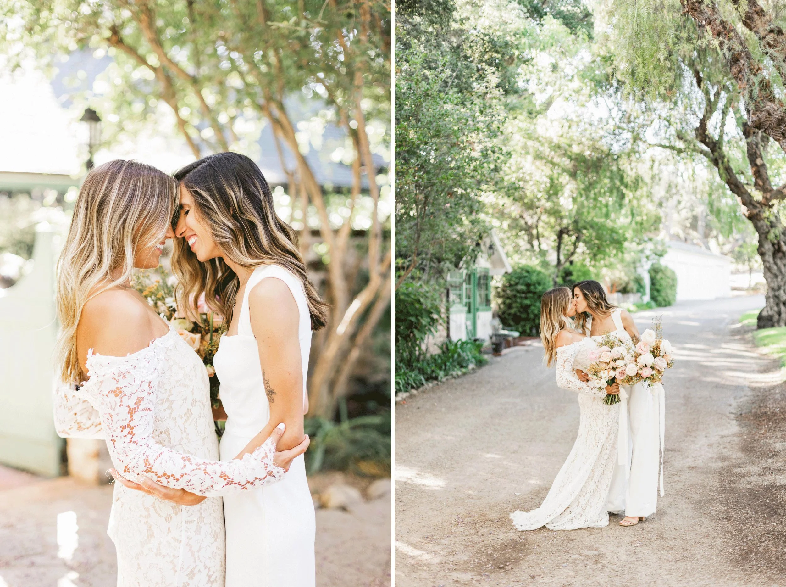 LGBTQ+ wedding; bridal portraits in the garden, Lieff Ranch venue details, wedding in Santa Ynez, Veils &amp; Tails Photography