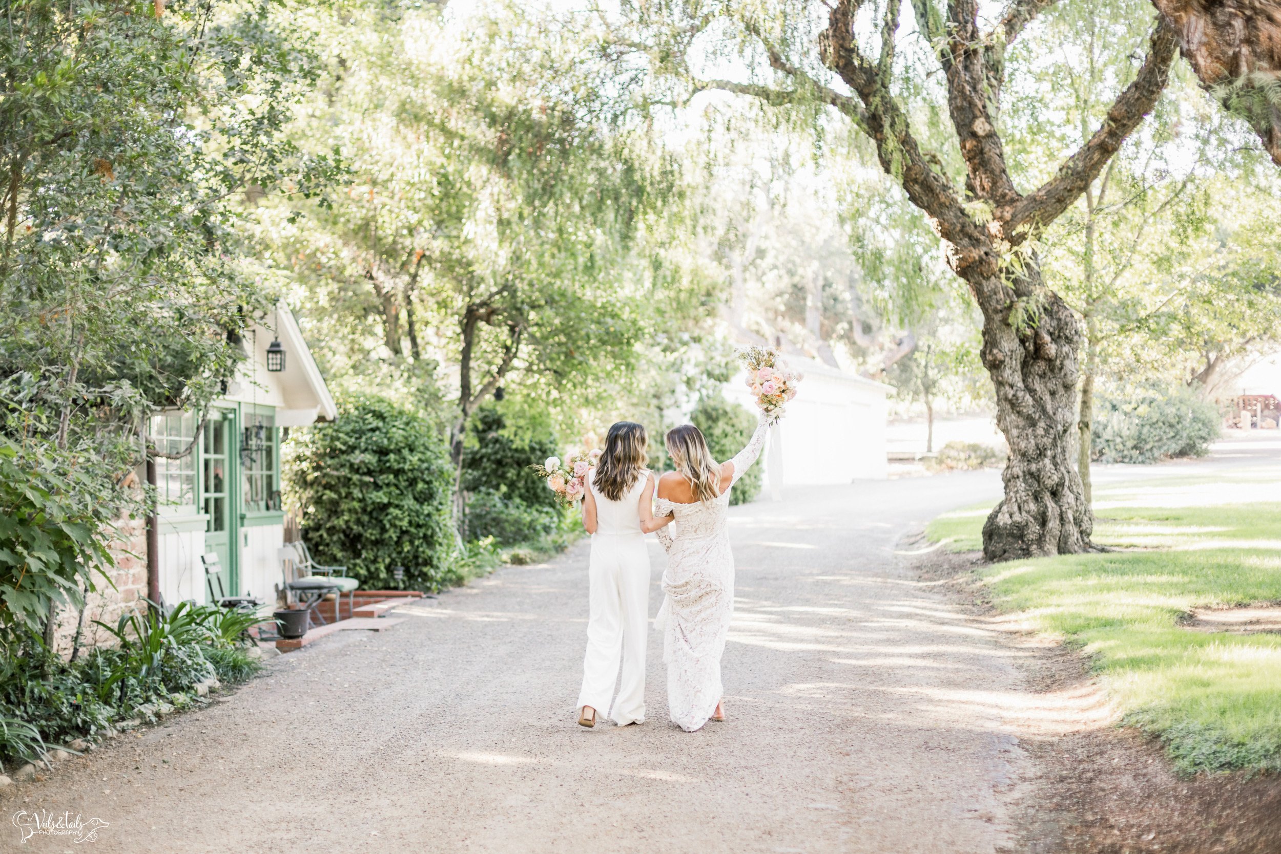 LGBTQ+ wedding; bridal portraits in the garden, Lieff Ranch venue details, wedding in Santa Ynez, Veils &amp; Tails Photography
