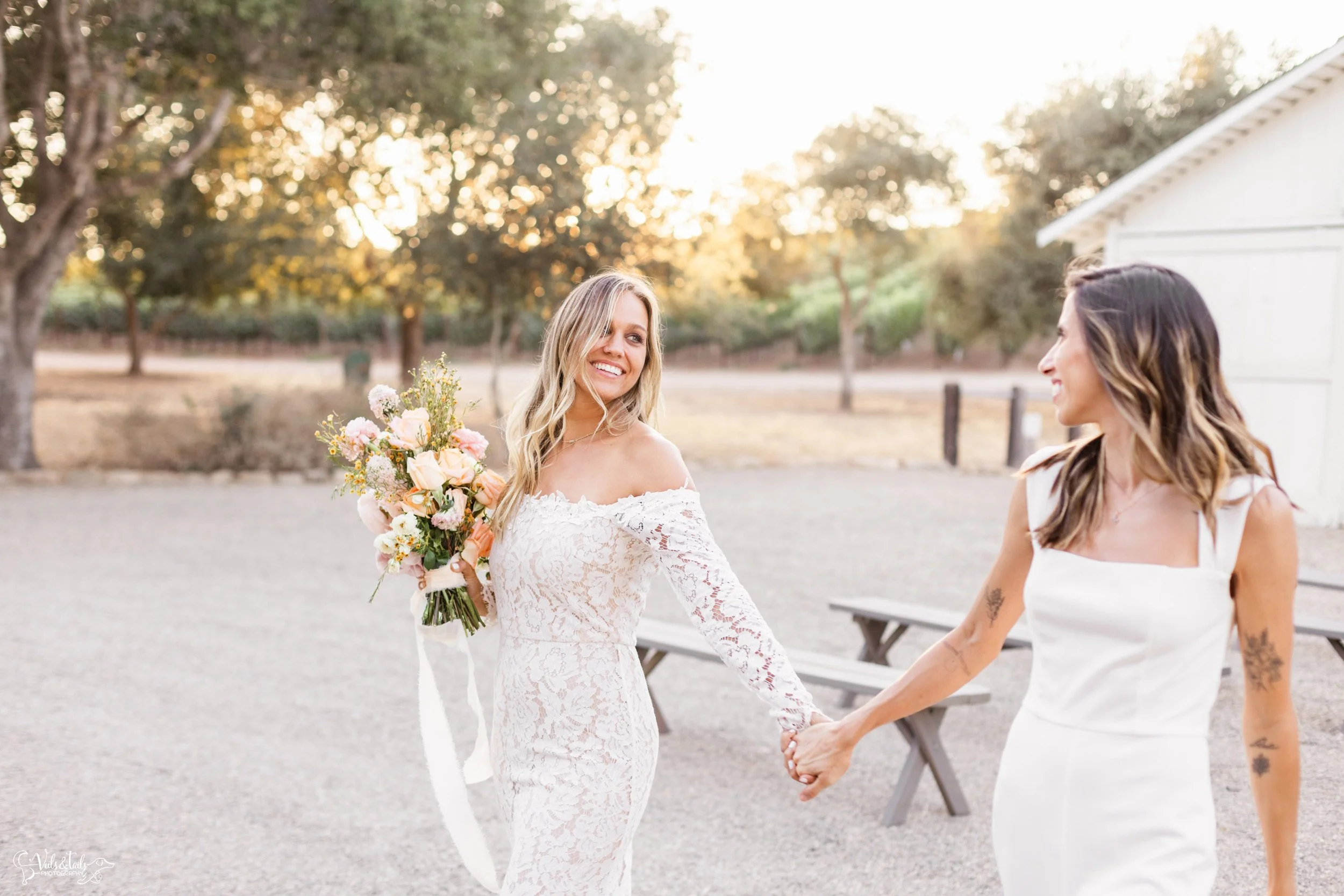 LGBTQ+ wedding photography; white barn ceremony at Lieff Ranch in Santa Ynez, Veils &amp; Tails Photography