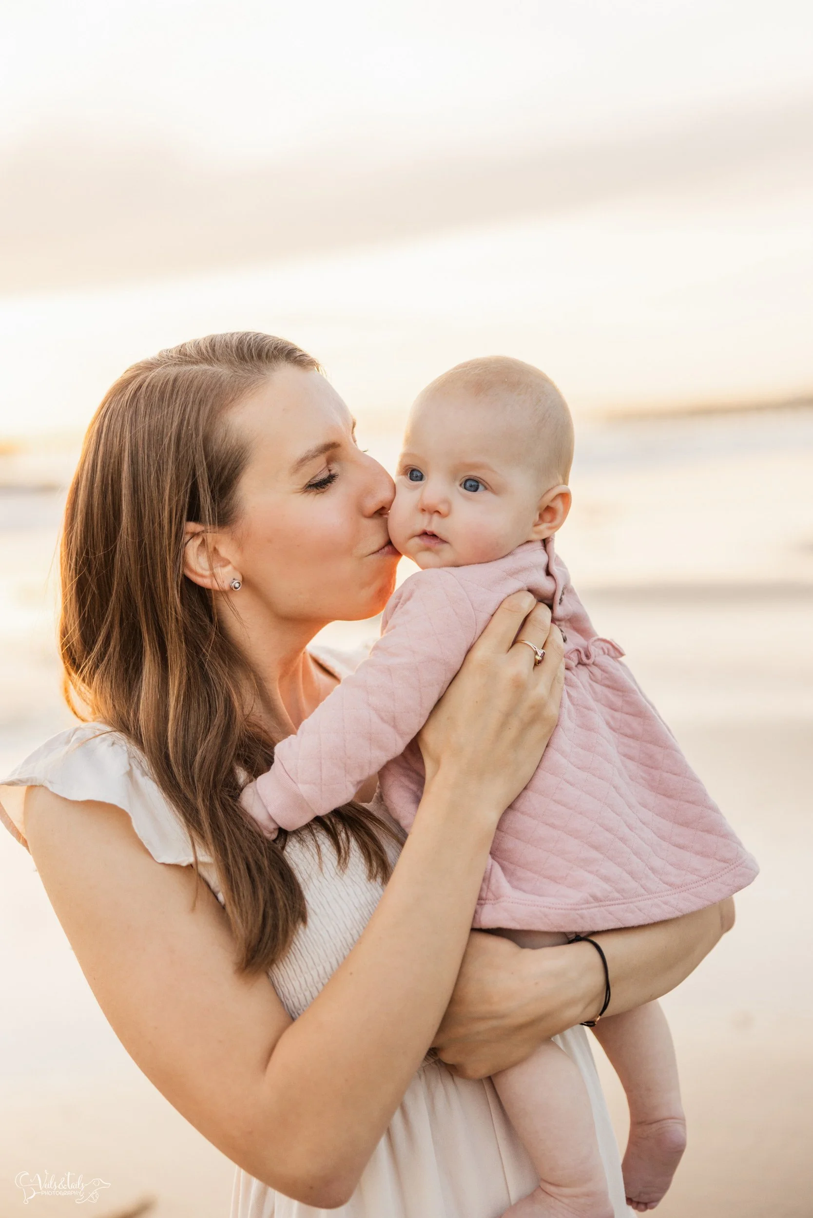 beach baby and mother session in Santa Barbara, Veils &amp; Tails Photography