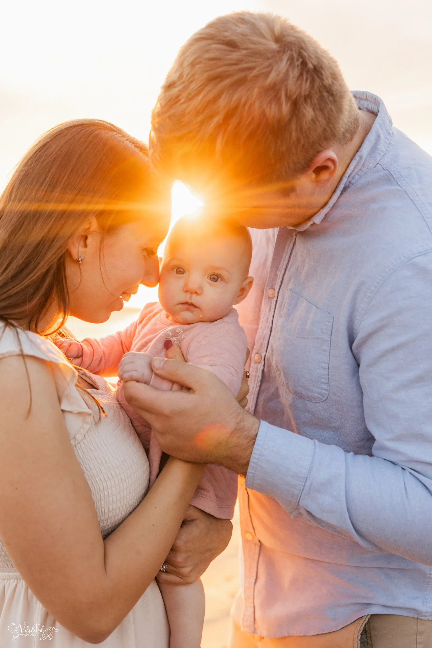 beach sunset family session in Santa Barbara, Veils &amp; Tails Photography
