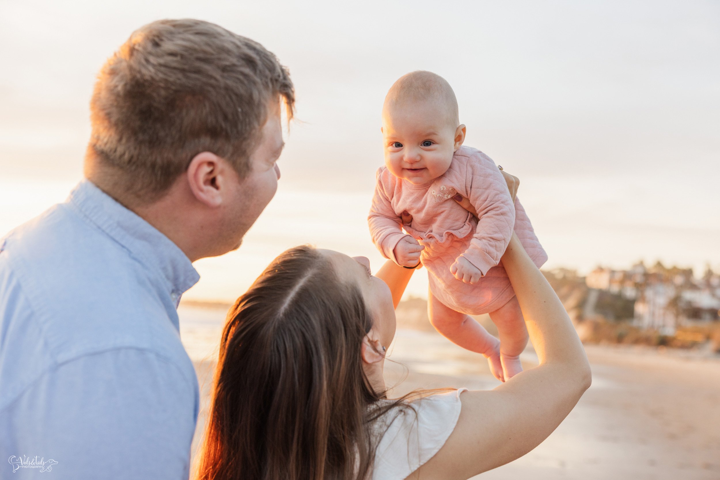 beach family baby photo session in Santa Barbara, Veils &amp; Tails Photography