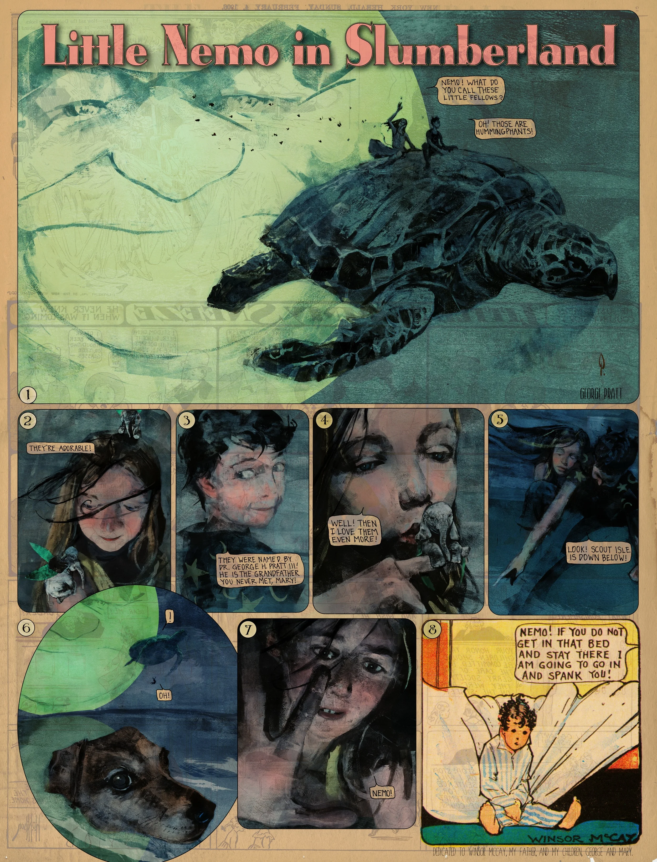 I had a lot of fun putting my children in this as well as my sweet Jack Russell, Scout, who died several months ago. Got a nice nod to my dad in here too. 