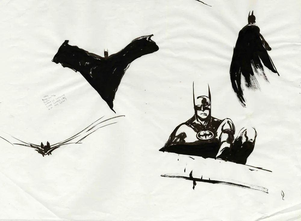 Original Batman Drawing Vintage Superman, Batman Comic Lot Auction