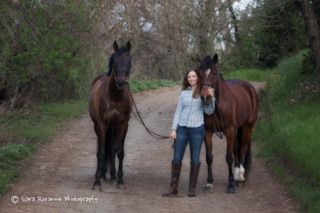 Sarah and homebreds Kiva (left) and Fiora (right).