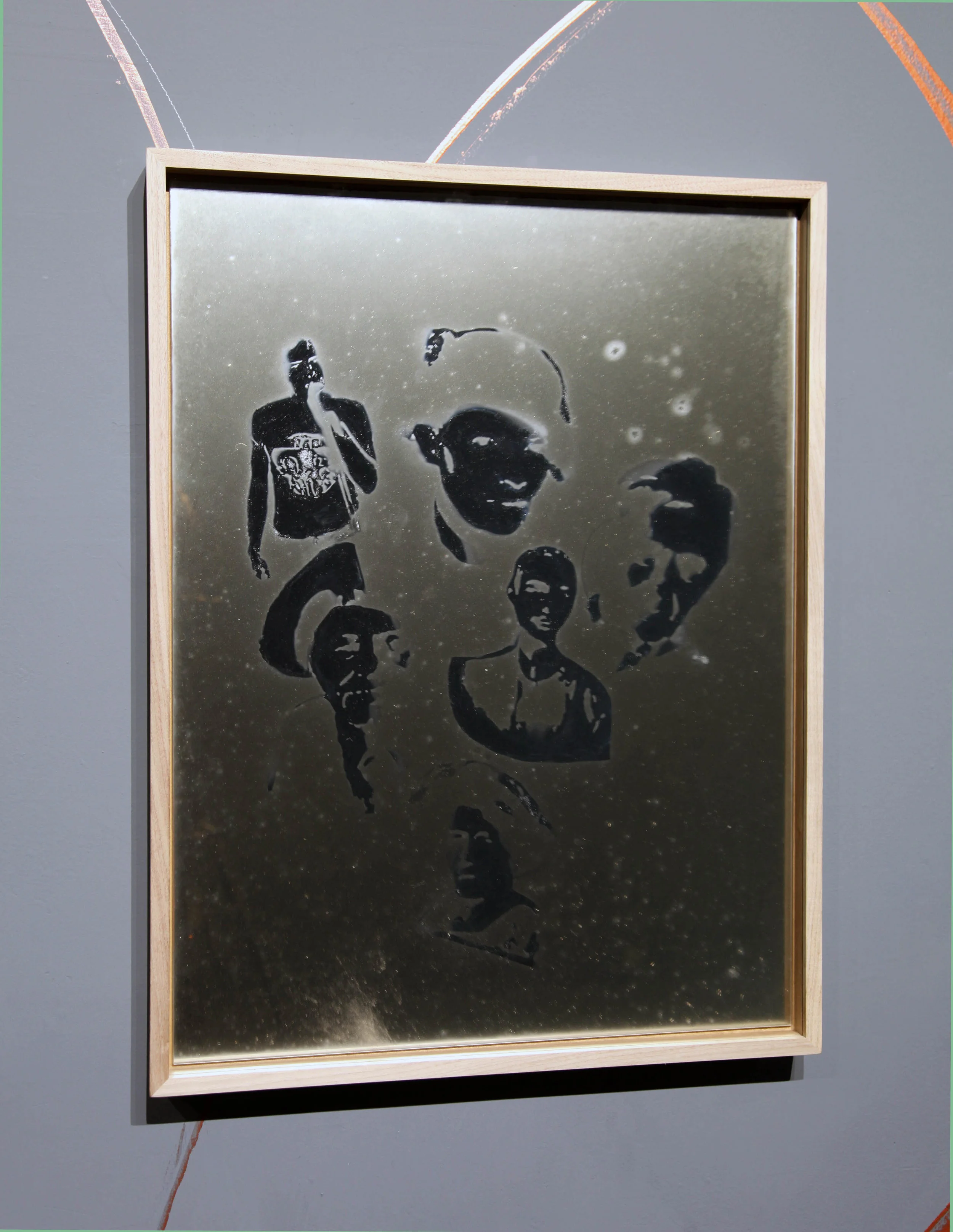 Anarchists and Pacifists, incense smoke oil on mirror under Optium, 2017