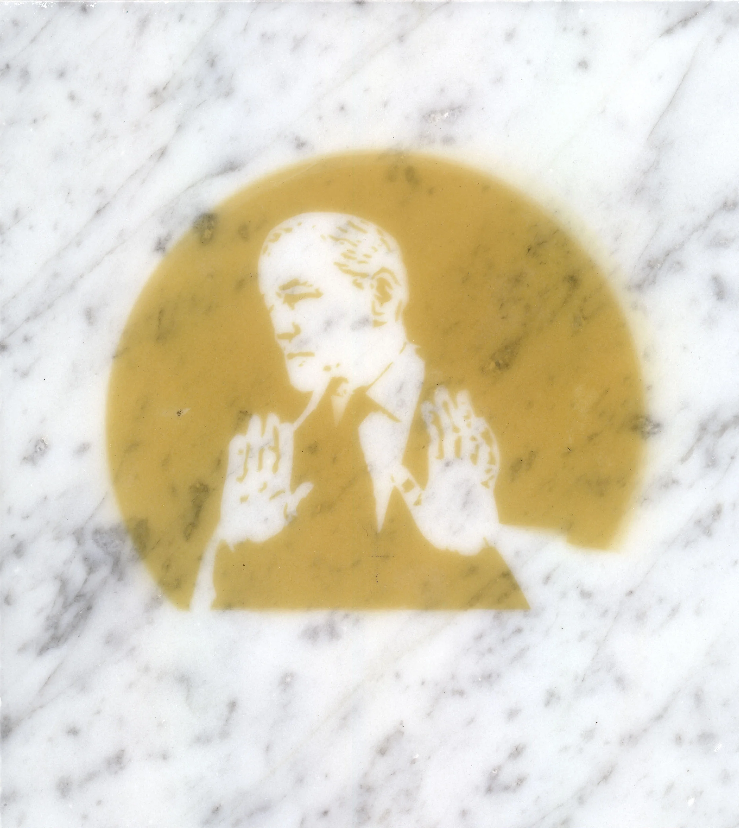 $ick Men (Conrad Black), incense smoke oil on marble, 2013.