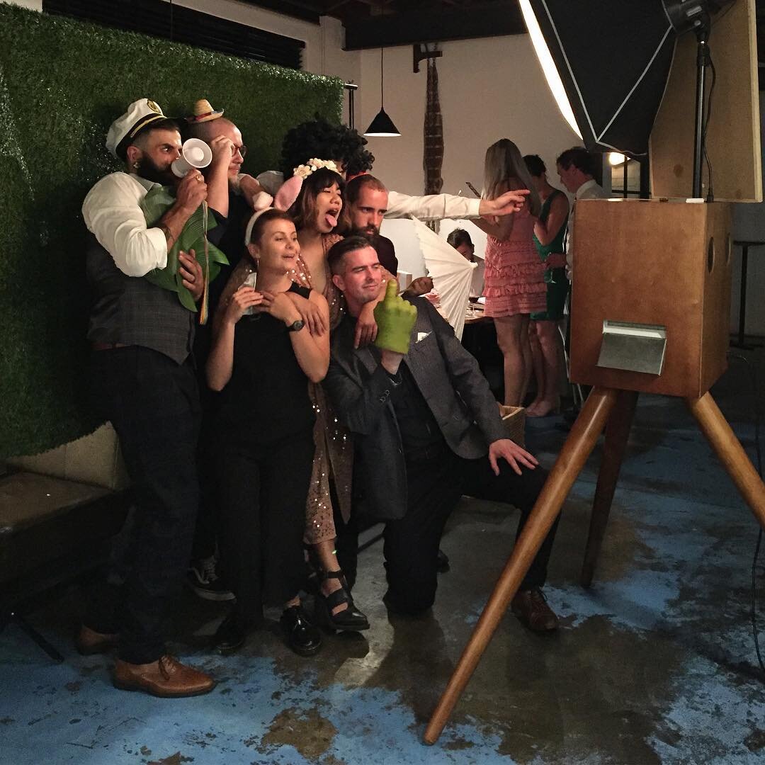 One of the coolest venues for a wedding! @gordonstgarage crew bringing all the good vibes to the photo booth tonight for P + H&rsquo;s epic wedding celebration! 🤗👰🏻🤵🏻💍💐